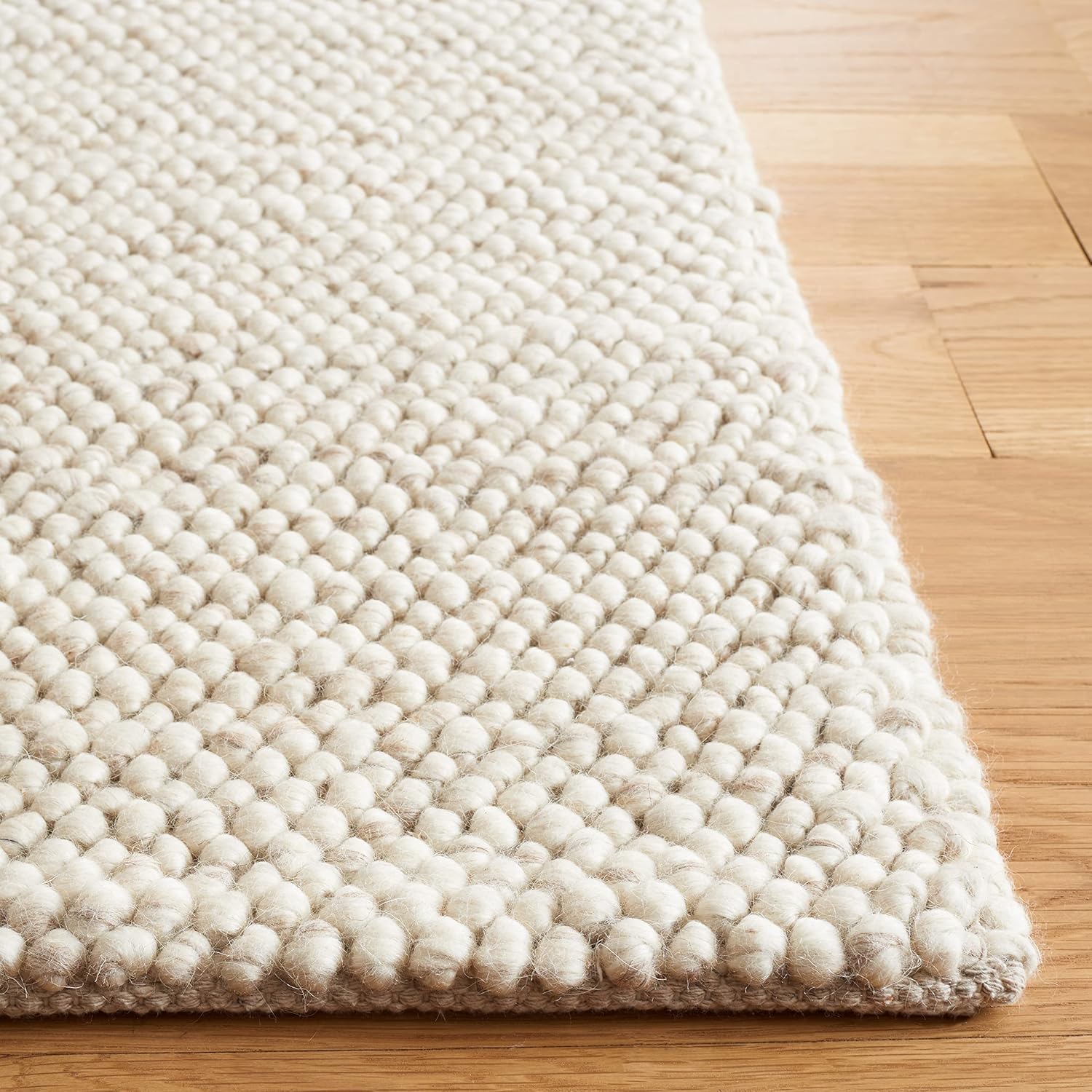 SAFAVIEH Area Rug 8x10 - Natura Collection - Large - Beige & Ivory, Handmade Wool Blend, Textured Design, Ideal for Living Room, Bedroom, Dining Space (NAT425B)