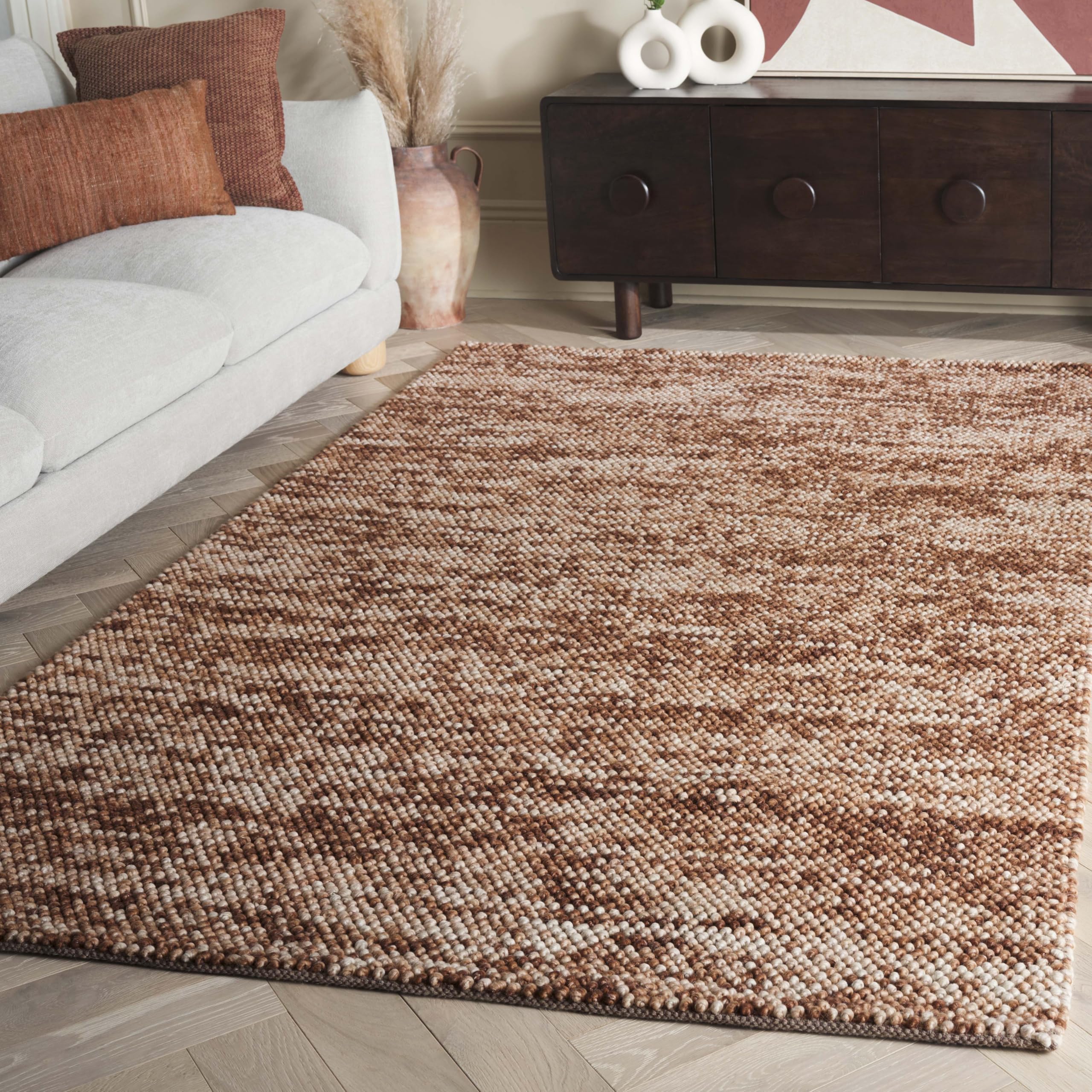 SAFAVIEH Area Rug 5x8 - Natura Collection - Beige & Ivory, Handmade Wool Blend, Textured Design, Ideal for Living Room, Bedroom, Dining Space (NAT425B)