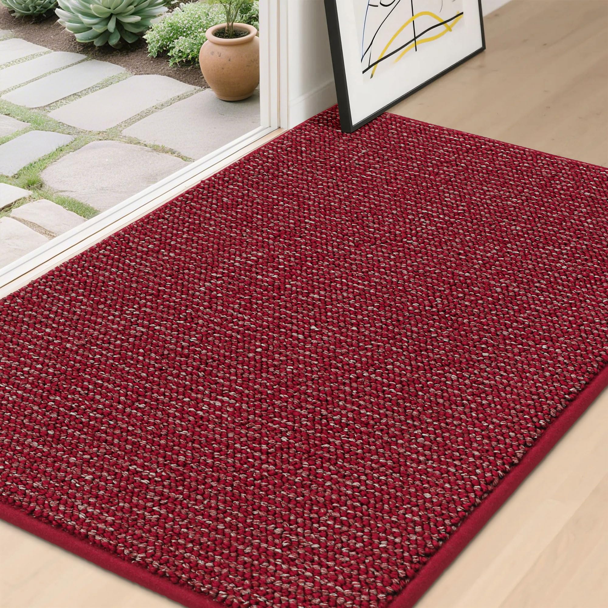 BEQHAUSE Dirt Trapper Door Mat 24" x 36", Non-Slip Washable Doormats Entrance Mat, Dirt Resistant and Absorbent Welcome Mat, Low Profile Floor Mats for Front Back Door and Entryway, Beige