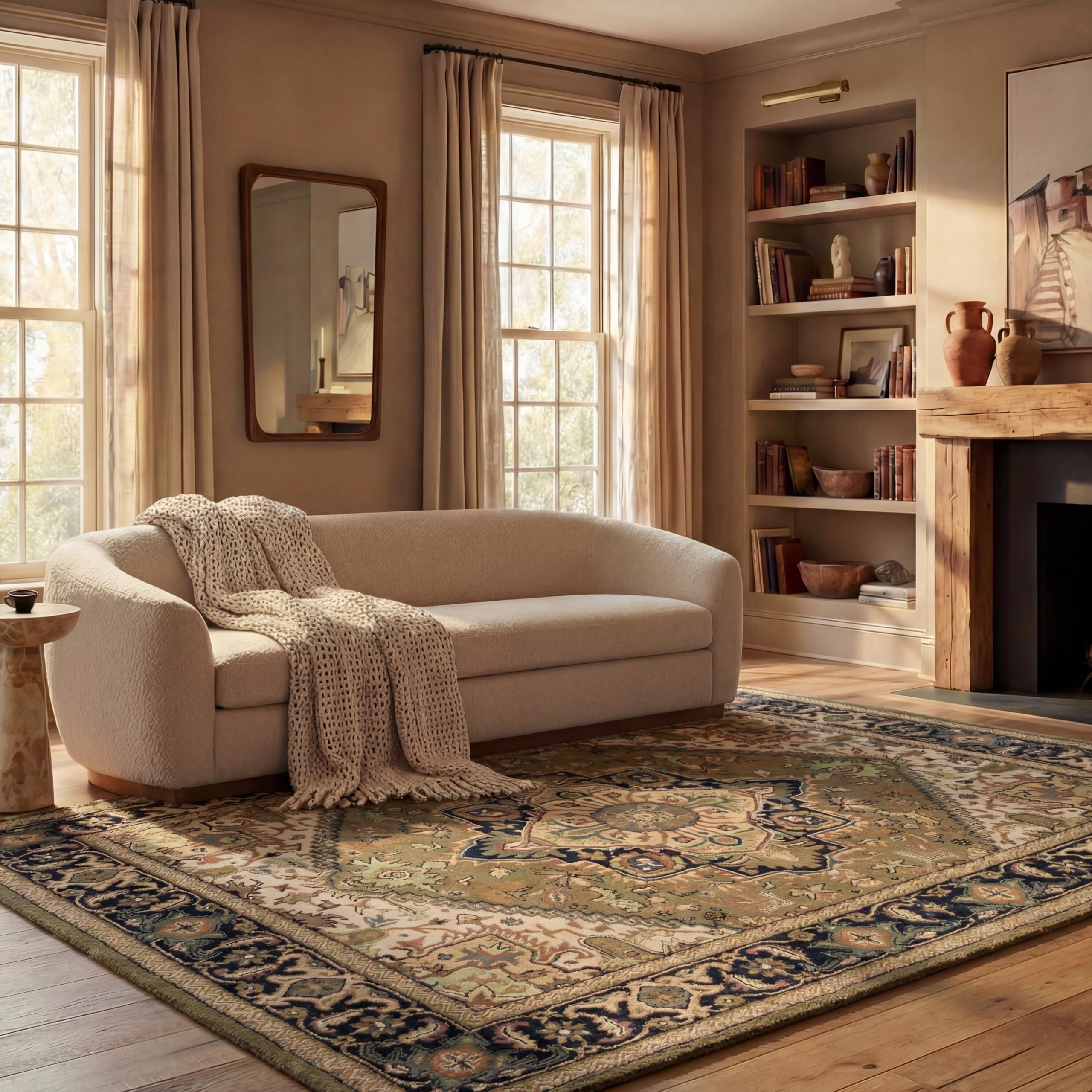 SAFAVIEH Area Rug 8x10 - Heritage Collection - Large - Red, Handmade Wool, Traditional Oriental Medallion Design, Ideal for Living Room, Bedroom, Dining Space (HG625A)
