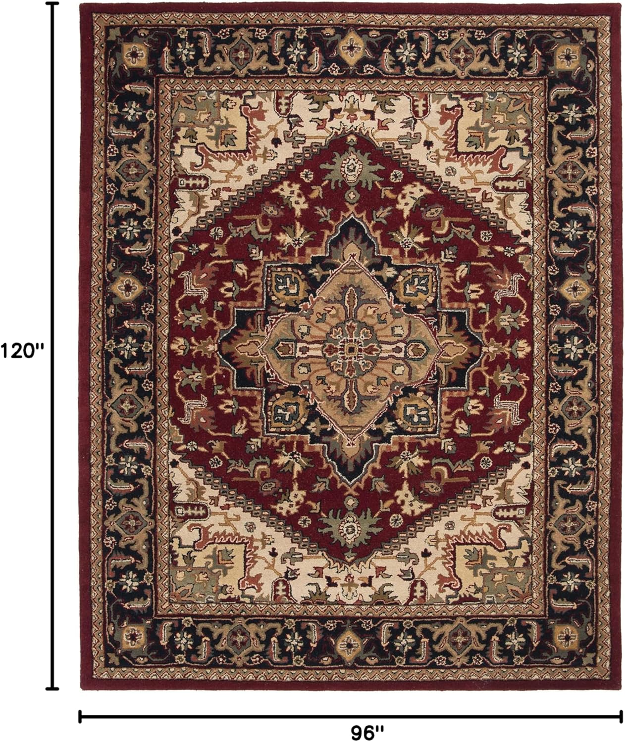SAFAVIEH Area Rug 8x10 - Heritage Collection - Large - Red, Handmade Wool, Traditional Oriental Medallion Design, Ideal for Living Room, Bedroom, Dining Space (HG625A)