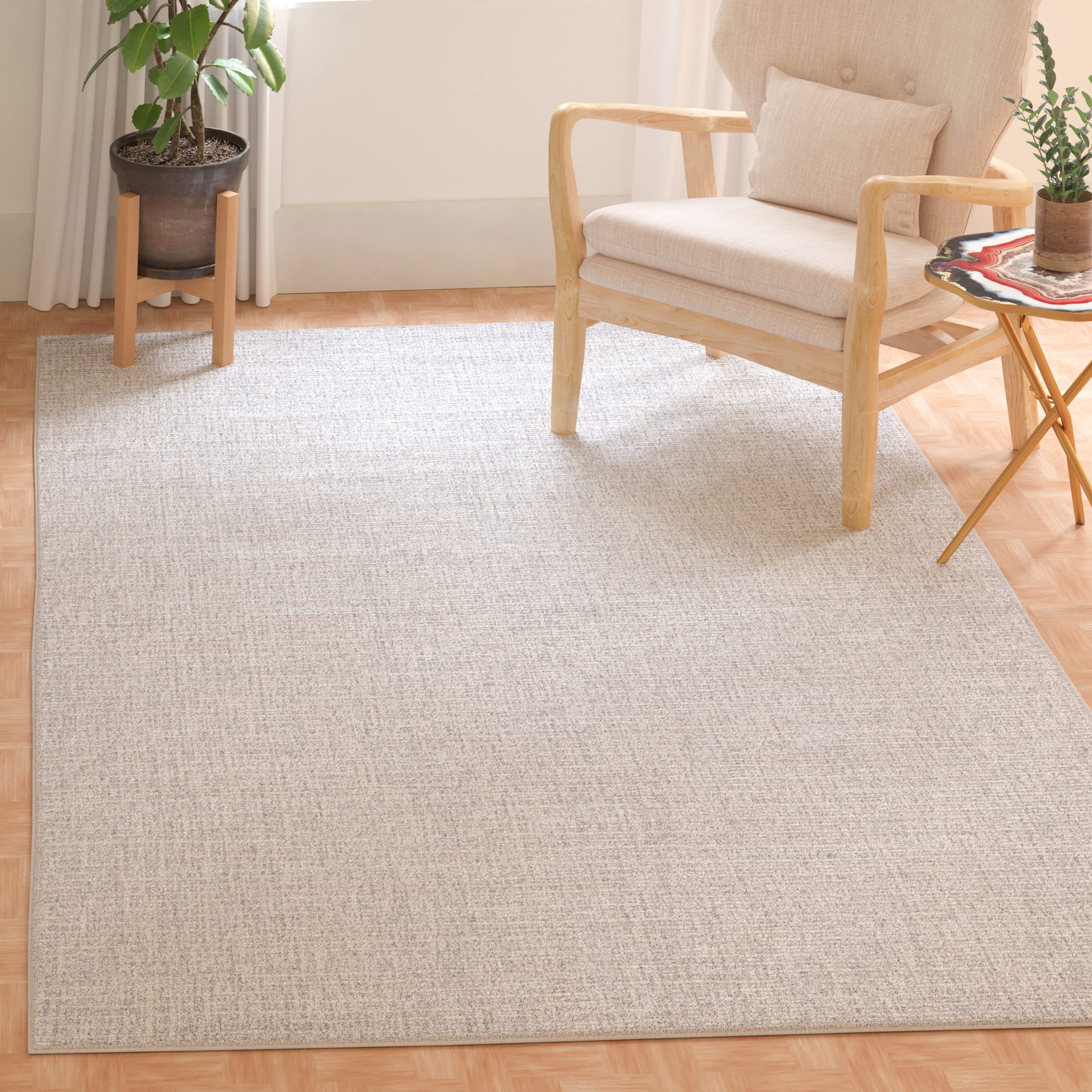 SAFAVIEH Area Rug 8x10 - Abstract Collection - Large - Ivory & Grey, Handmade Wool, Ideal for Living Room, Bedroom, Office, Dining Space (ABT468G)