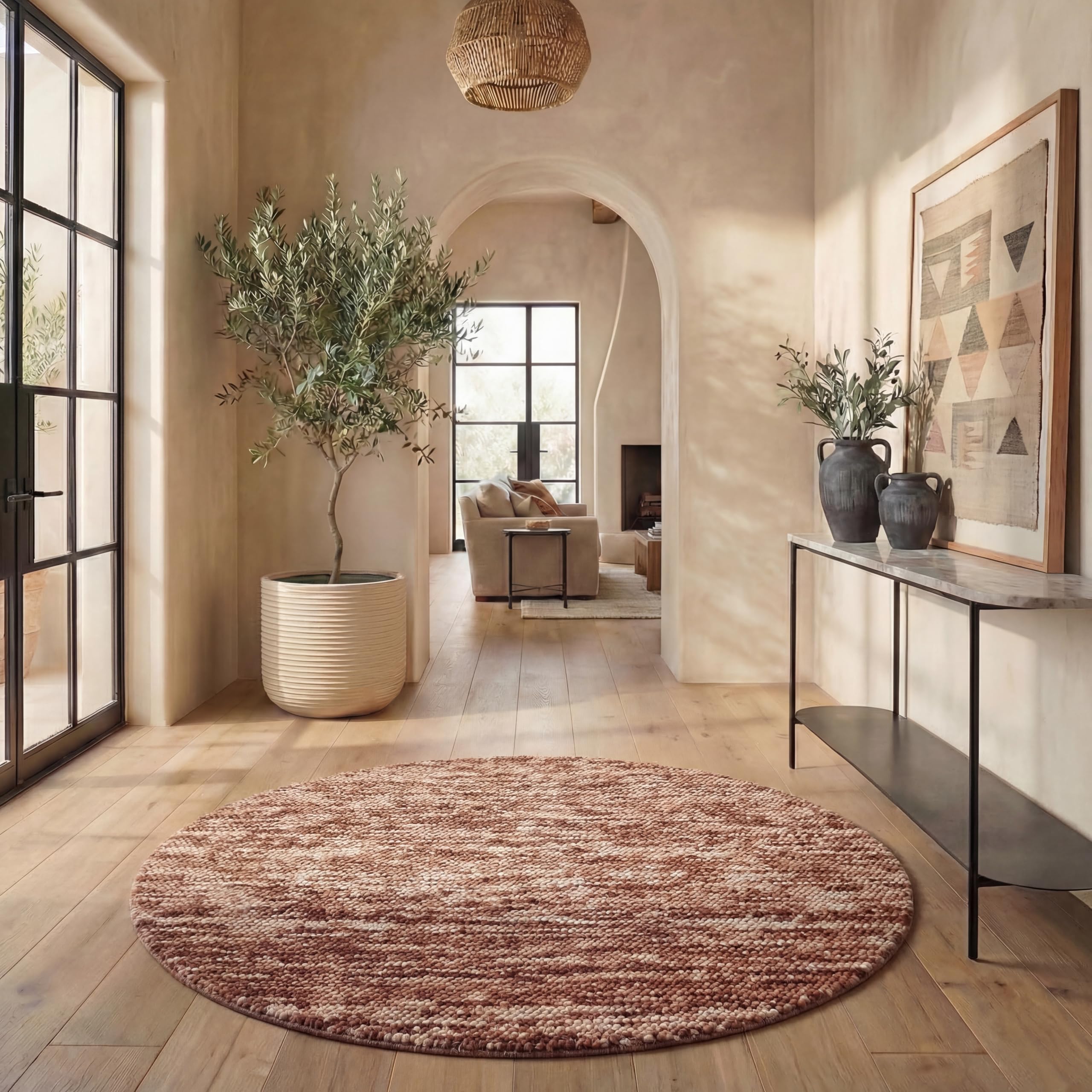 SAFAVIEH Area Rug 8x10 - Natura Collection - Large - Beige & Ivory, Handmade Wool Blend, Textured Design, Ideal for Living Room, Bedroom, Dining Space (NAT425B)