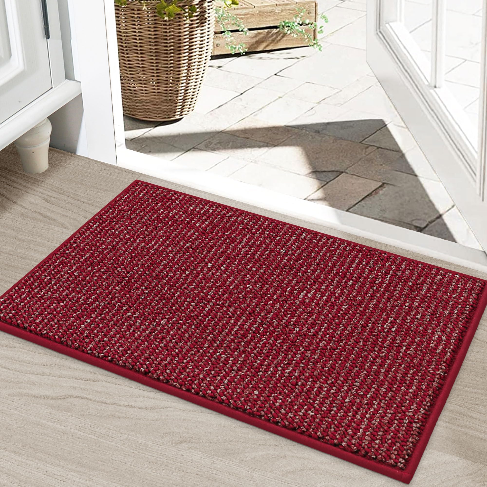 BEQHAUSE Dirt Trapper Door Mat 24" x 36", Non-Slip Washable Doormats Entrance Mat, Dirt Resistant and Absorbent Welcome Mat, Low Profile Floor Mats for Front Back Door and Entryway, Beige