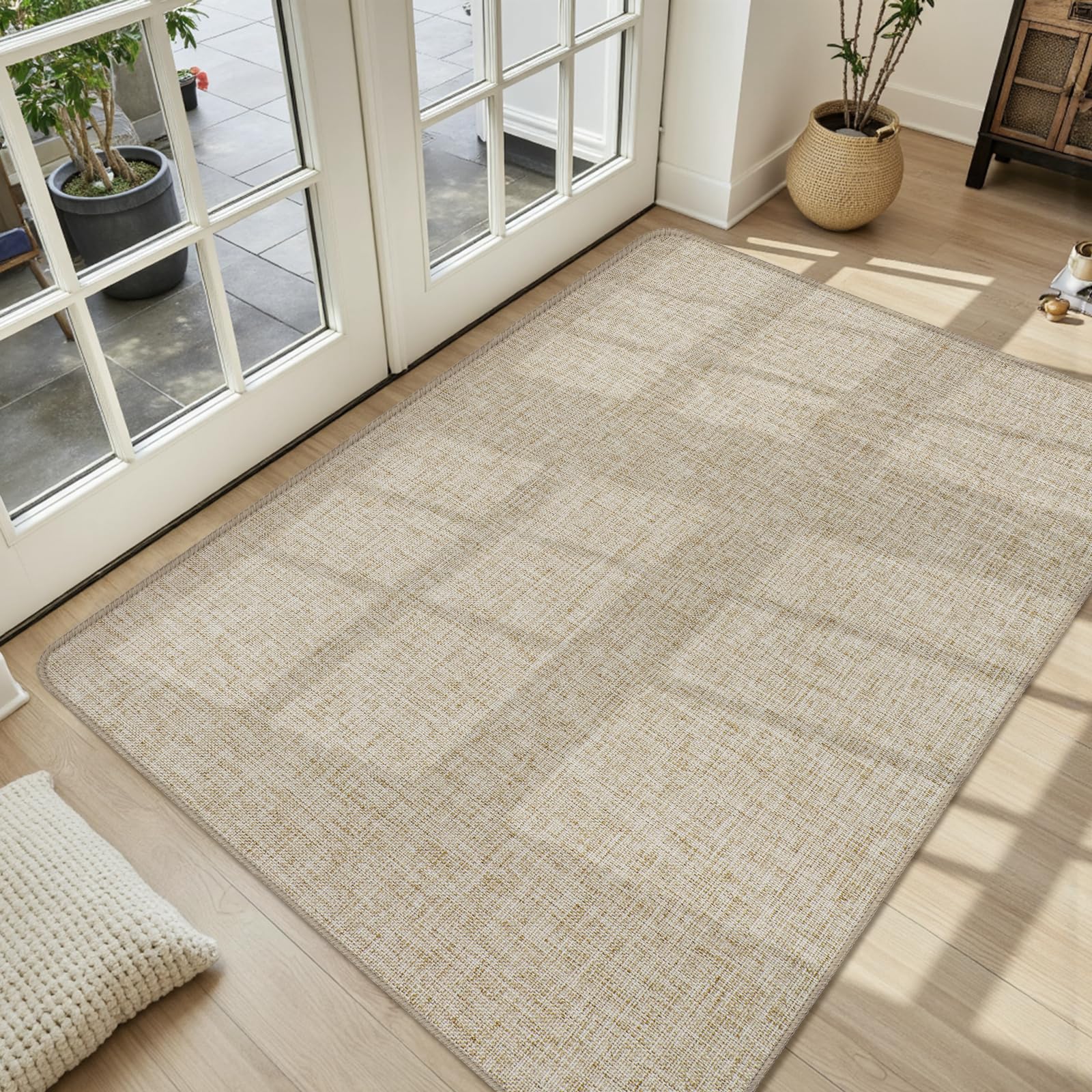 LEKEEPGO Ultra Thin Indoor Door Mat 24"x47", Low-Profile Door Mat Indoor Entrance, Non Slip Rubber Backing Inside Doormat Washable Welcome Front Entryway Dirt Trapper Entry Mat, Grey