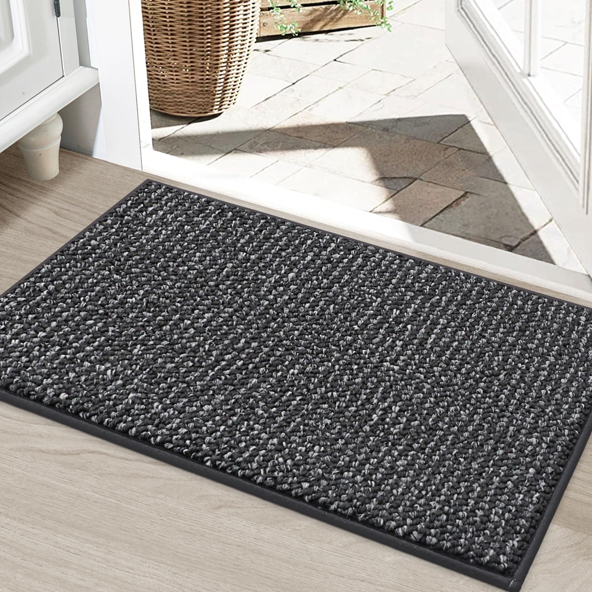 BEQHAUSE Dirt Trapper Door Mat 24" x 36", Non-Slip Washable Doormats Entrance Mat, Dirt Resistant and Absorbent Welcome Mat, Low Profile Floor Mats for Front Back Door and Entryway, Beige