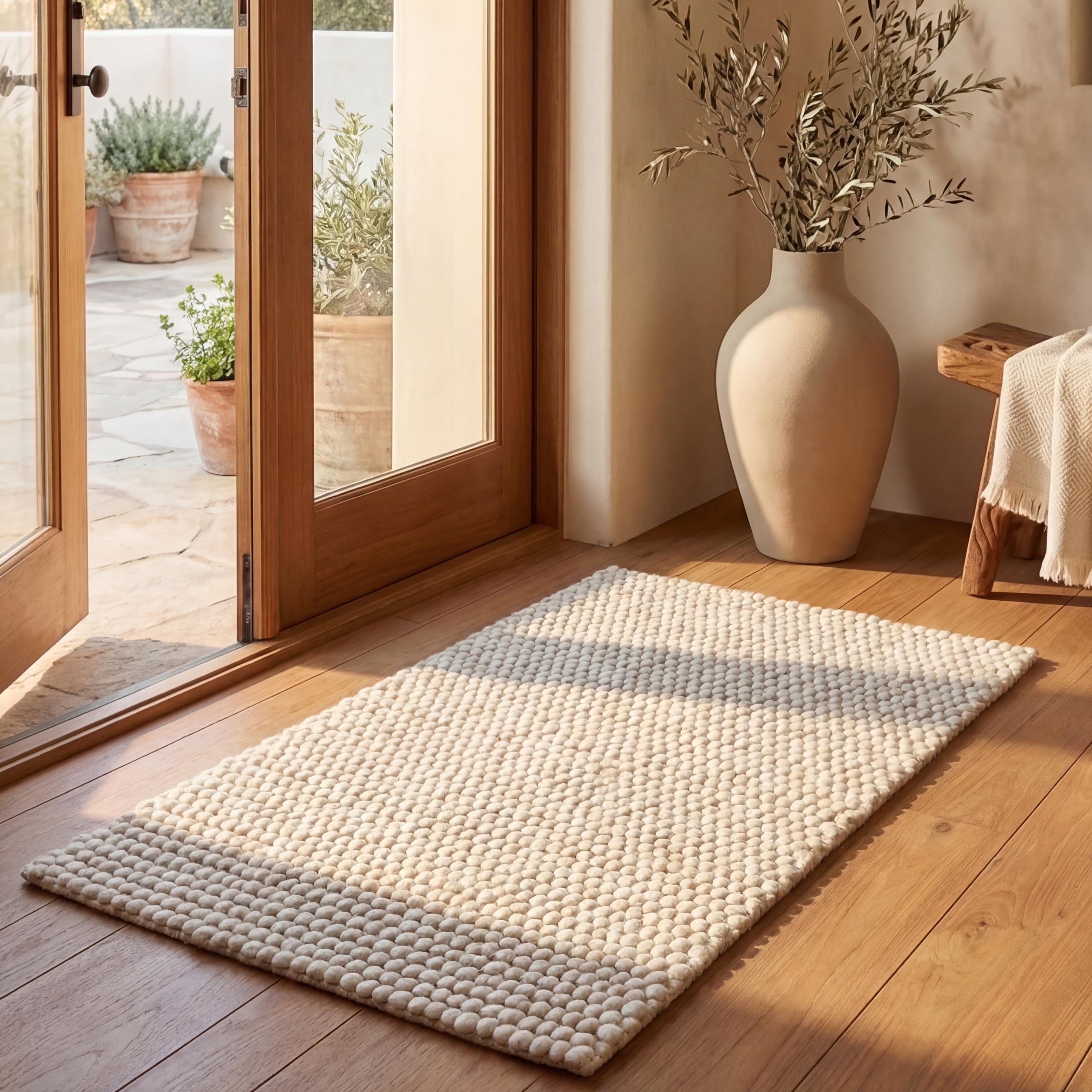 SAFAVIEH Area Rug 8x10 - Natura Collection - Large - Ivory, Handmade Wool Blend, Textured Design, Ideal for Living Room, Bedroom, Dining Space (NAT620A)