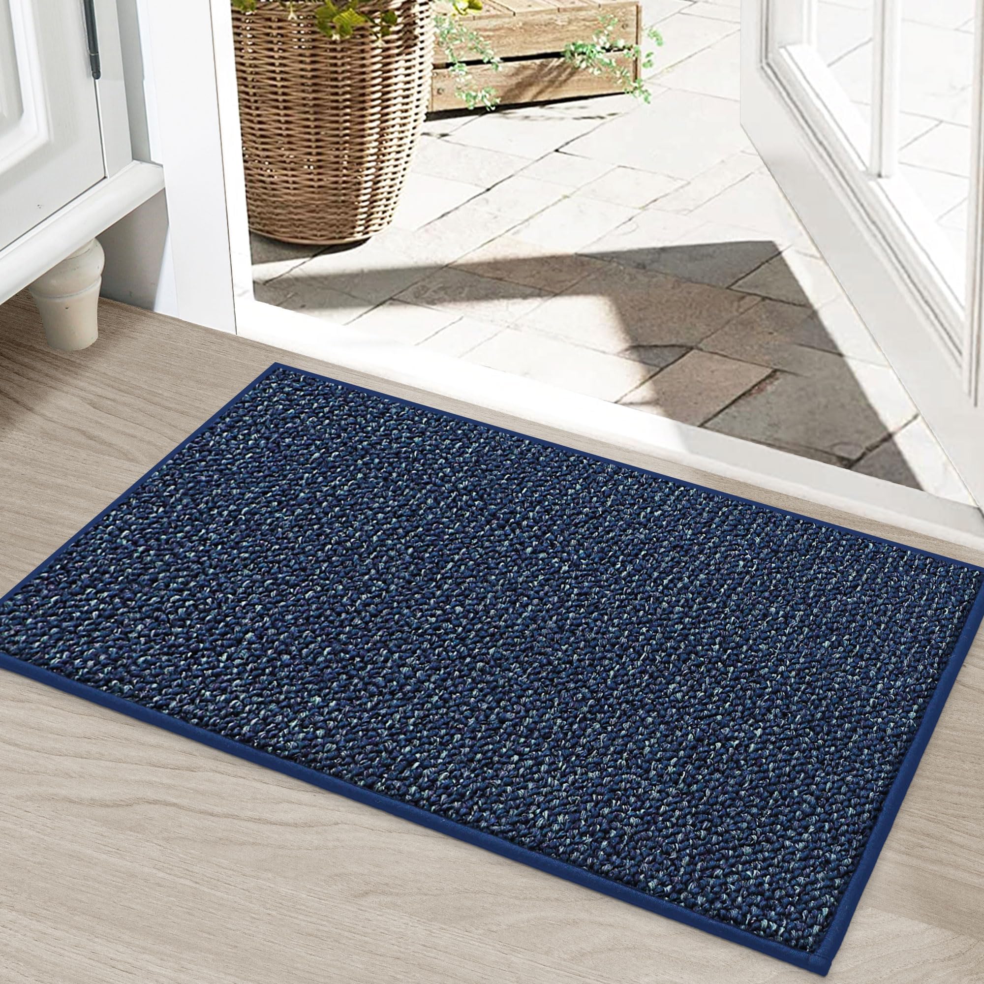 BEQHAUSE Dirt Trapper Door Mat 24" x 36", Non-Slip Washable Doormats Entrance Mat, Dirt Resistant and Absorbent Welcome Mat, Low Profile Floor Mats for Front Back Door and Entryway, Beige