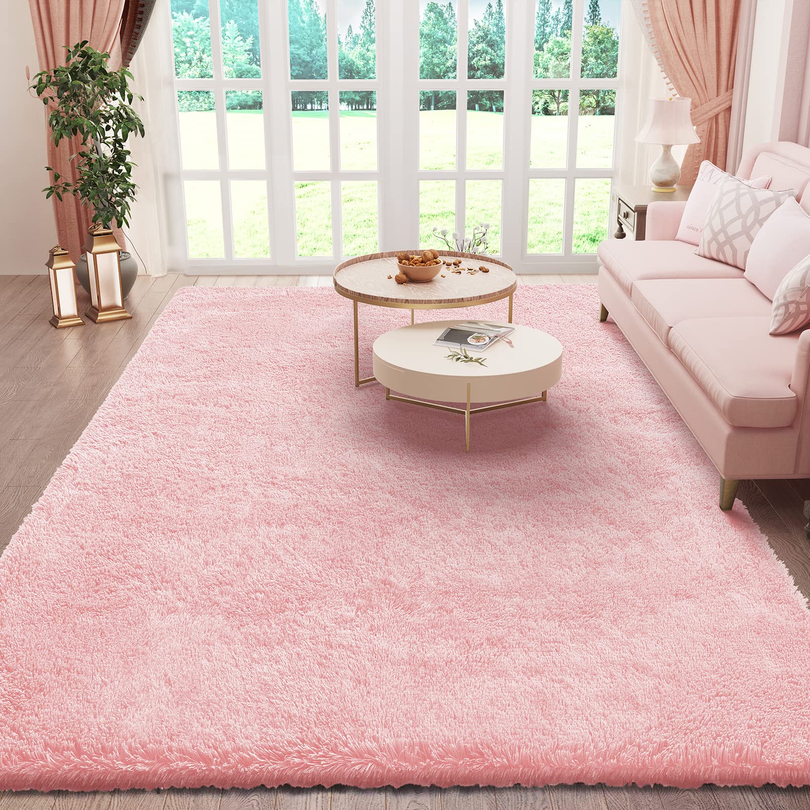 Ophanie 8x10 Area Rugs for Living Room, Upgrade Non-Slip Fluffy Soft Large Shag Bedroom Carpet, Ivory Big Indoor Thick Nursery Rug, Carpets for Boy and Girls Room Dorm Home Decor Aesthetic