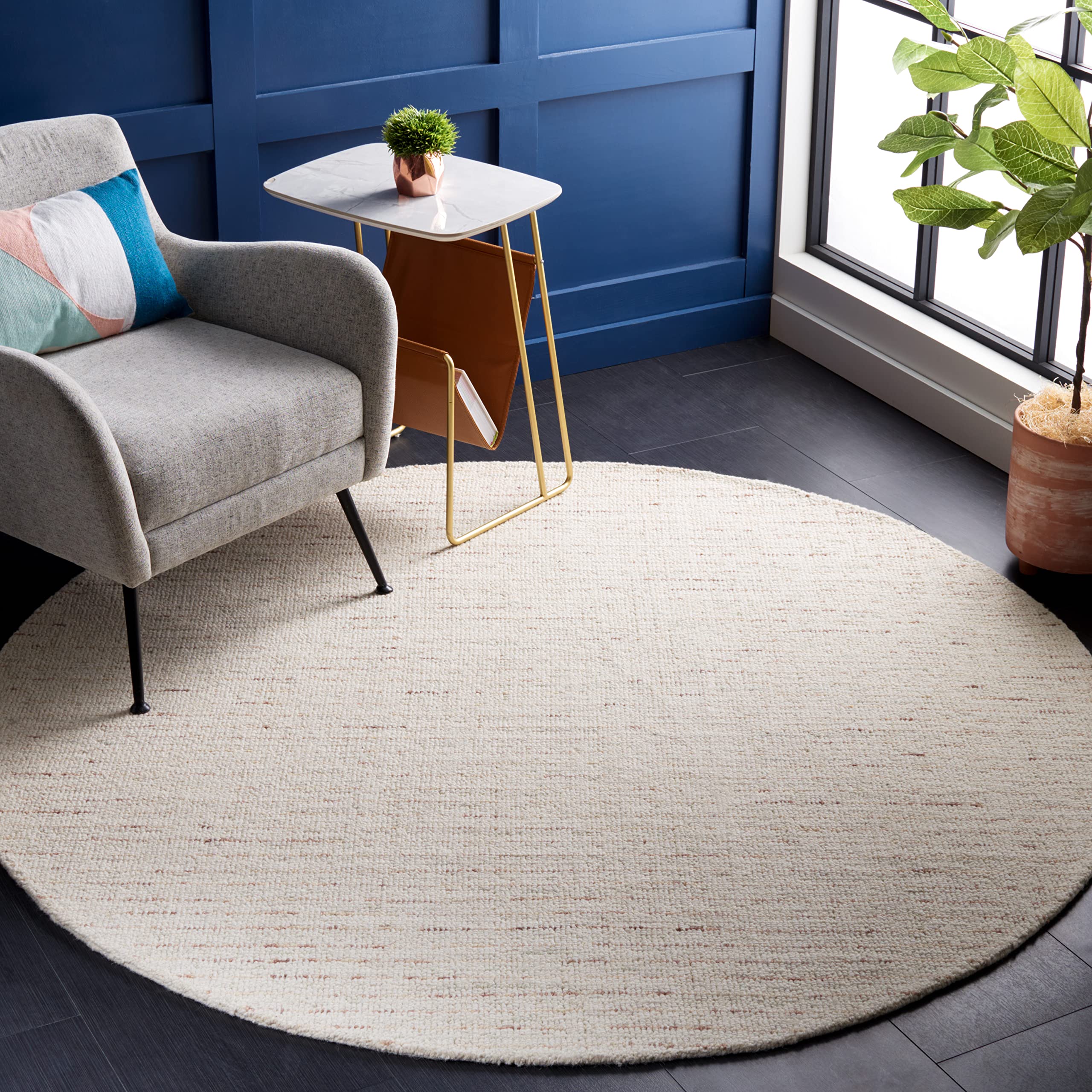 SAFAVIEH Area Rug 8x10 - Abstract Collection - Large - Ivory & Grey, Handmade Wool, Ideal for Living Room, Bedroom, Office, Dining Space (ABT468G)