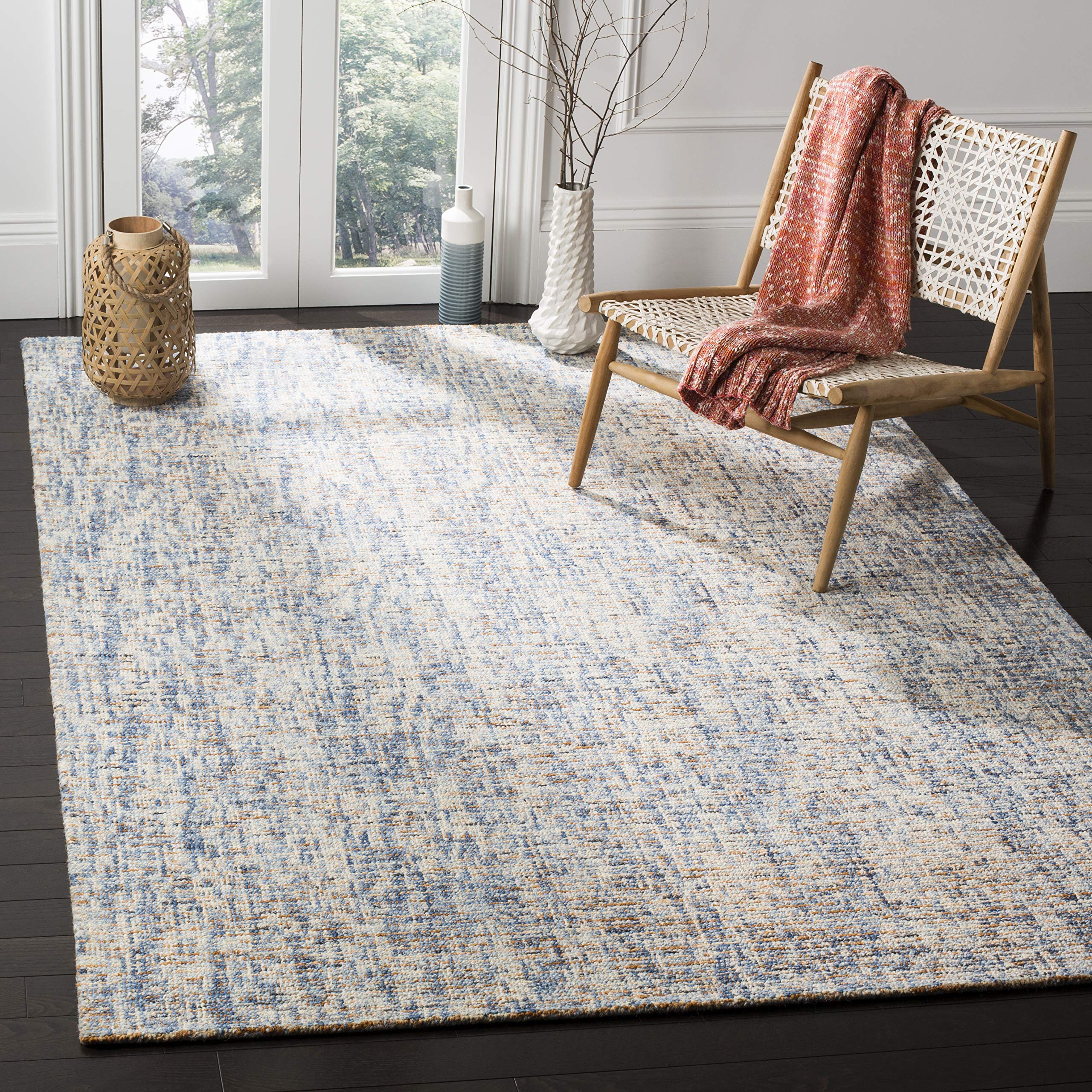 SAFAVIEH Area Rug 8x10 - Abstract Collection - Large - Ivory & Grey, Handmade Wool, Ideal for Living Room, Bedroom, Office, Dining Space (ABT468G)