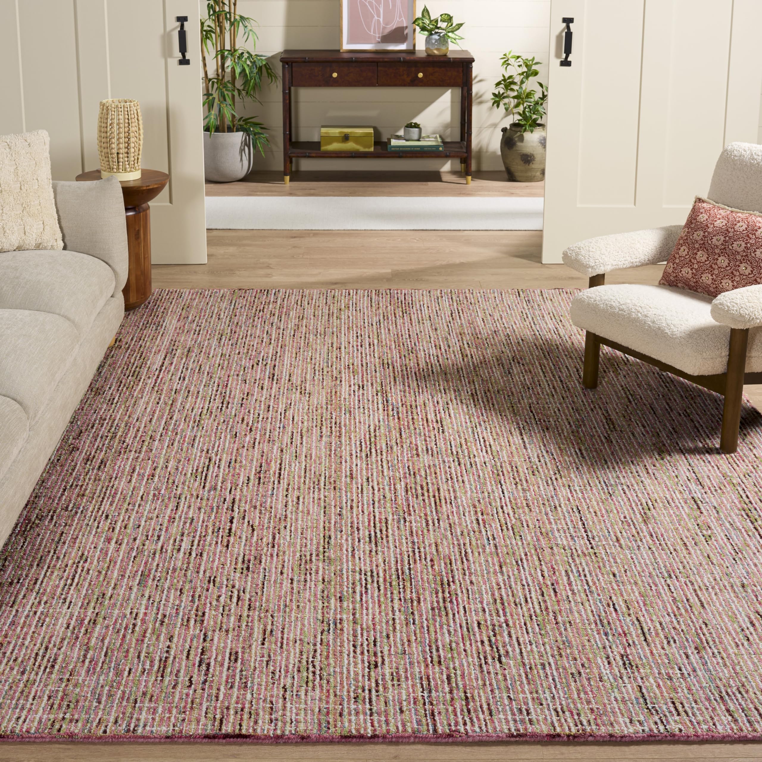 SAFAVIEH Area Rug 8x10 - Abstract Collection - Large - Ivory & Grey, Handmade Wool, Ideal for Living Room, Bedroom, Office, Dining Space (ABT468G)