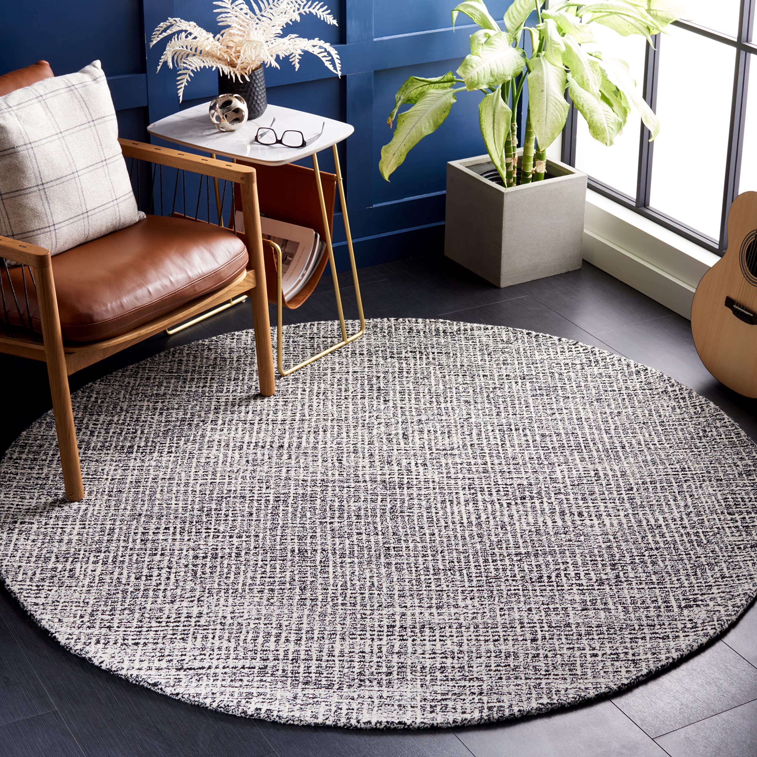 SAFAVIEH Area Rug 8x10 - Abstract Collection - Large - Ivory & Grey, Handmade Wool, Ideal for Living Room, Bedroom, Office, Dining Space (ABT468G)
