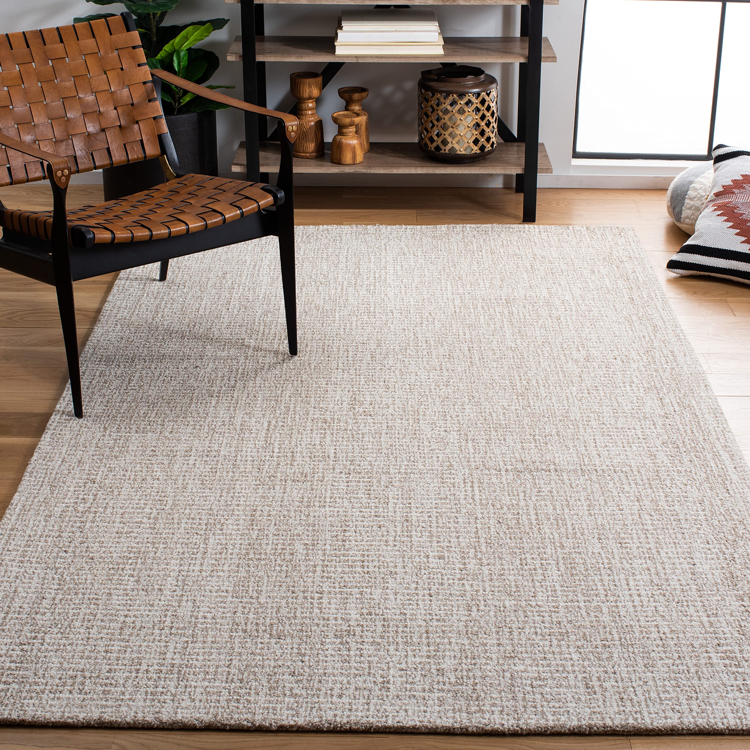 SAFAVIEH Area Rug 8x10 - Abstract Collection - Large - Ivory & Grey, Handmade Wool, Ideal for Living Room, Bedroom, Office, Dining Space (ABT468G)