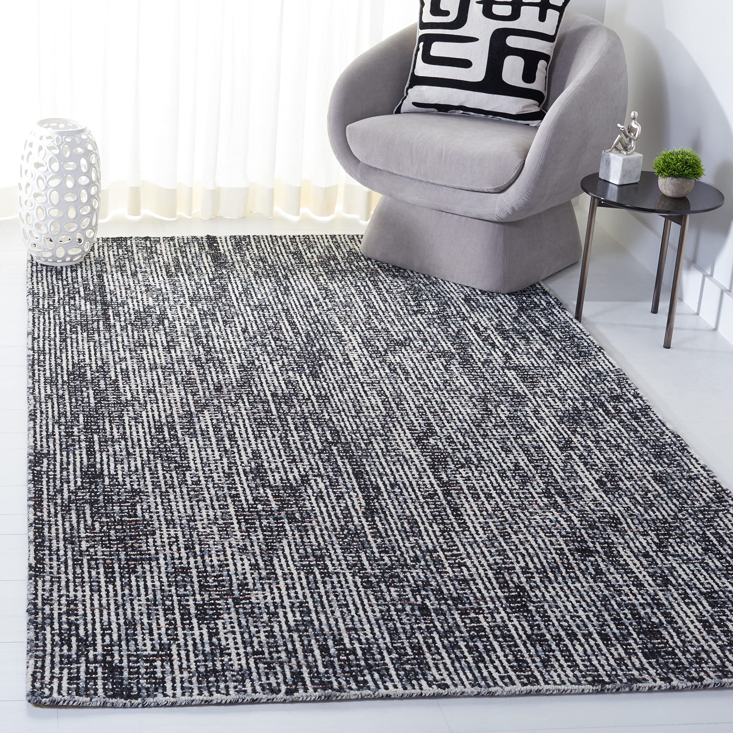 SAFAVIEH Area Rug 8x10 - Abstract Collection - Large - Ivory & Grey, Handmade Wool, Ideal for Living Room, Bedroom, Office, Dining Space (ABT468G)