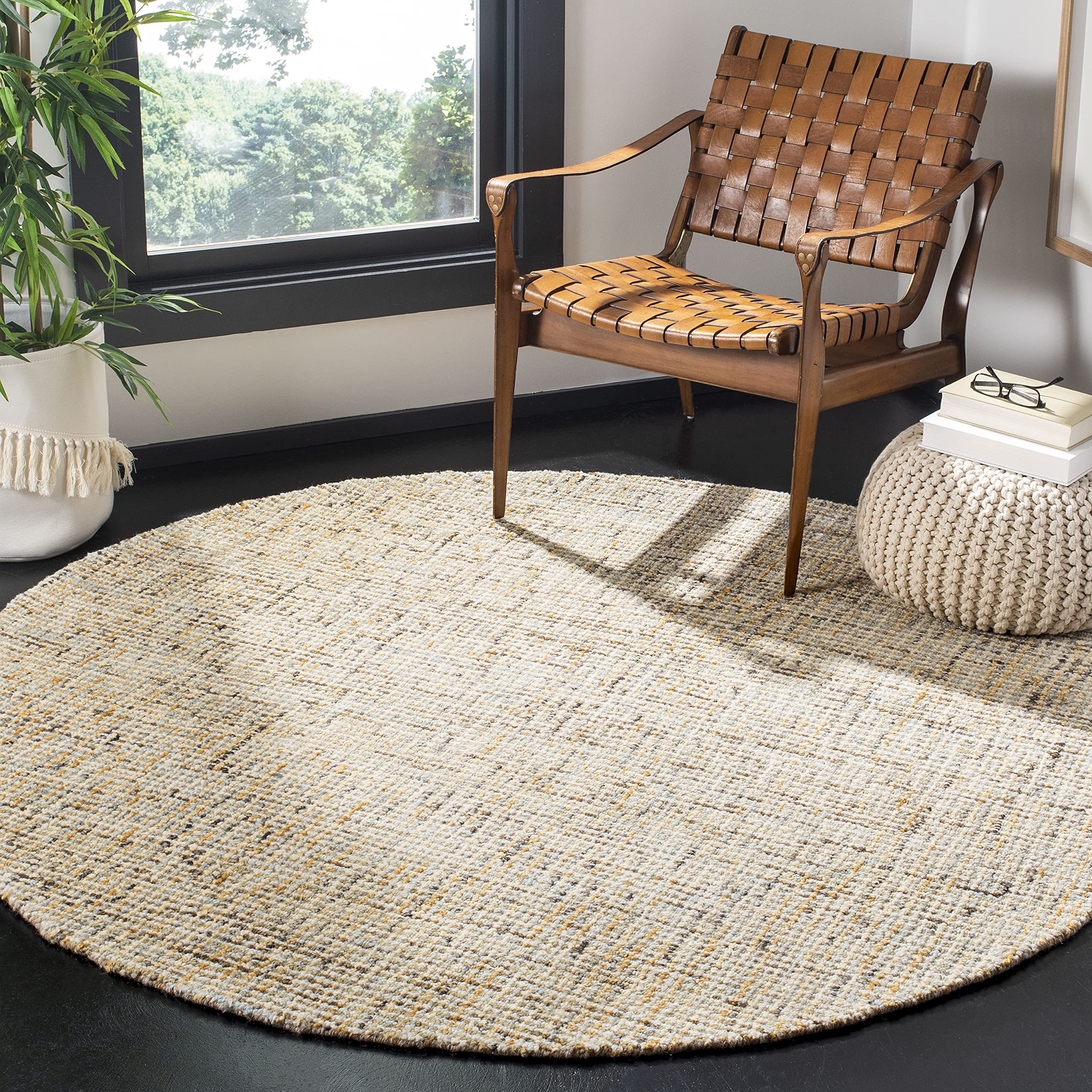 SAFAVIEH Area Rug 8x10 - Abstract Collection - Large - Ivory & Grey, Handmade Wool, Ideal for Living Room, Bedroom, Office, Dining Space (ABT468G)