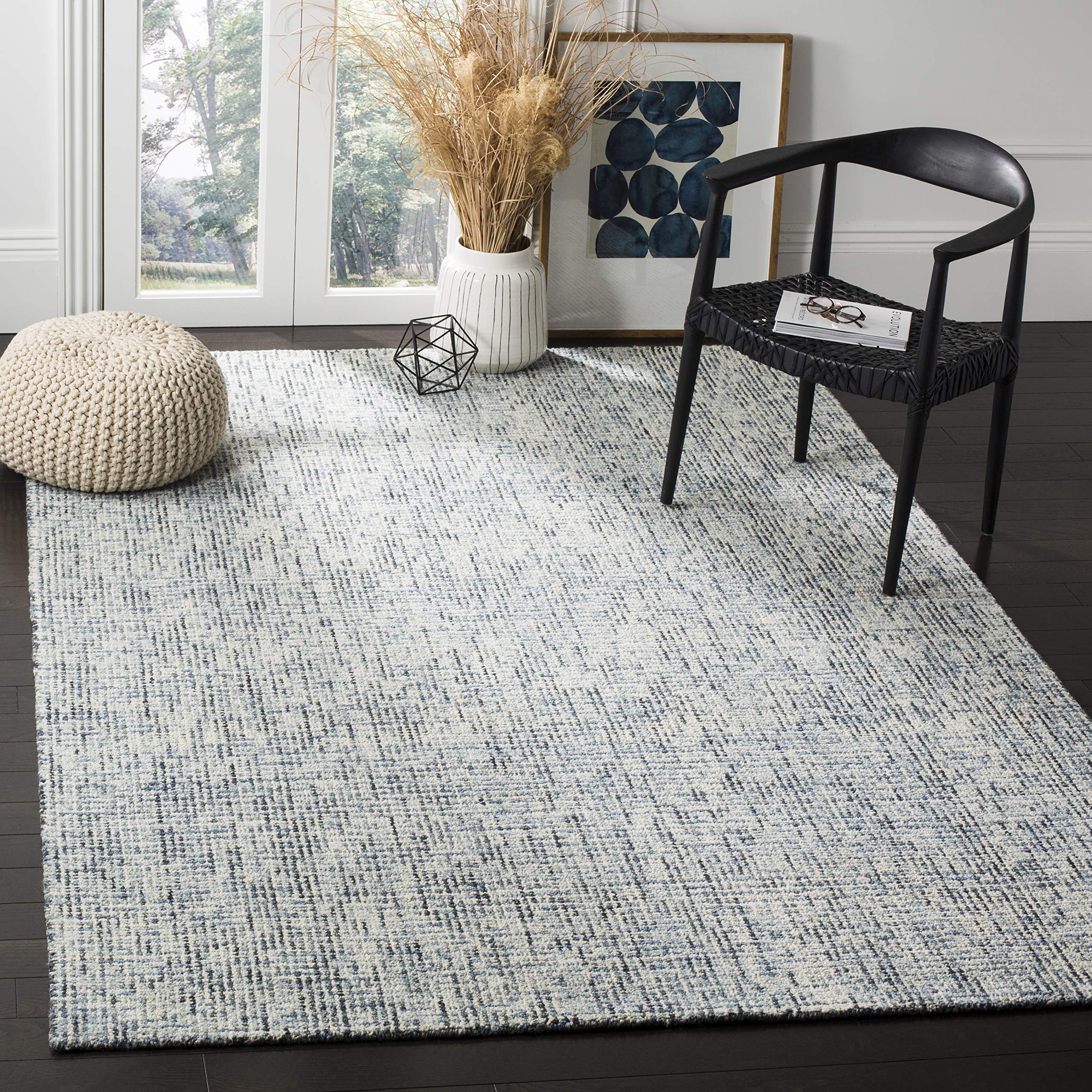 SAFAVIEH Area Rug 8x10 - Abstract Collection - Large - Ivory & Grey, Handmade Wool, Ideal for Living Room, Bedroom, Office, Dining Space (ABT468G)