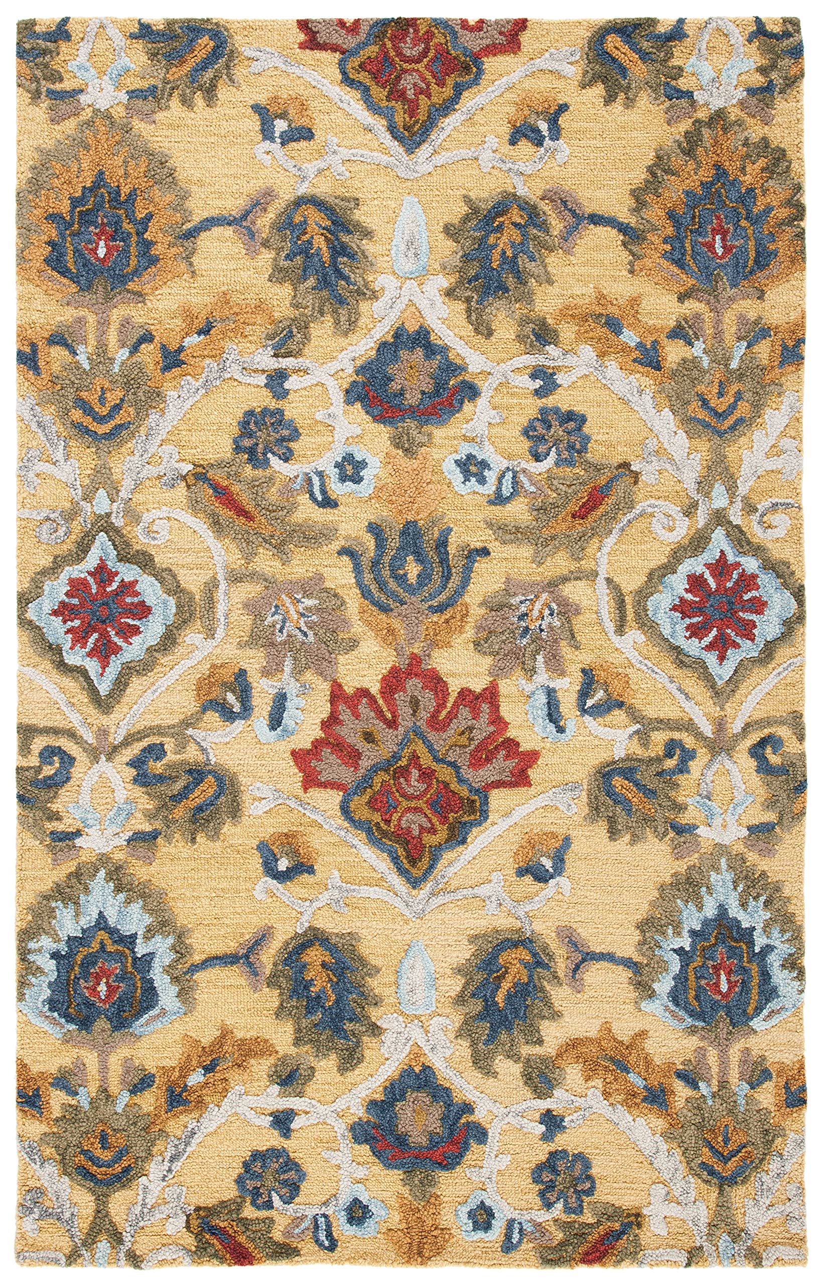 SAFAVIEH Area Rug 8x10 - Blossom Collection - Large - Green & Multi, Handmade Wool, Ideal for Living Room, Bedroom, Office, Dining Space (BLM402B)