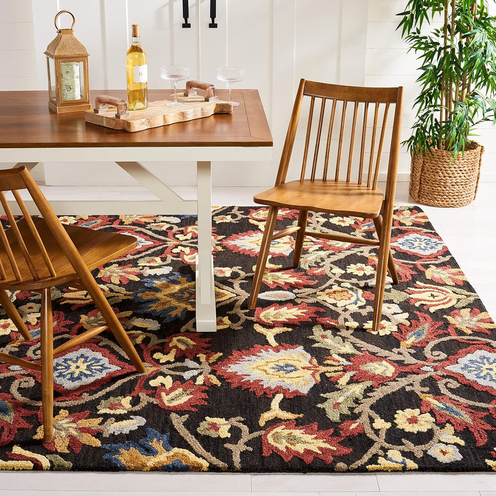 SAFAVIEH Area Rug 8x10 - Blossom Collection - Large - Green & Multi, Handmade Wool, Ideal for Living Room, Bedroom, Office, Dining Space (BLM402B)