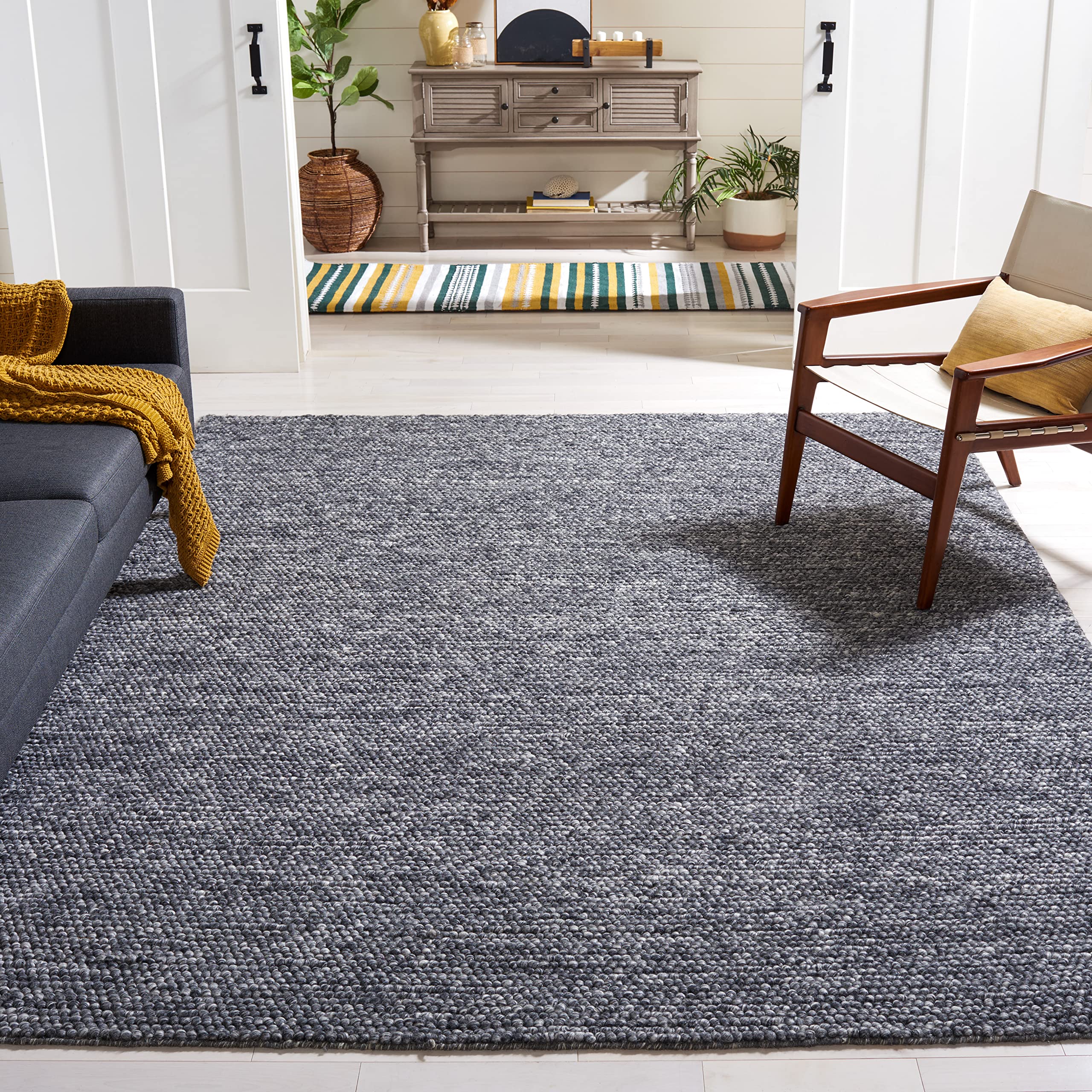 SAFAVIEH Area Rug 8x10 - Natura Collection - Large - Ivory, Handmade Wool Blend, Textured Design, Ideal for Living Room, Bedroom, Dining Space (NAT620A)