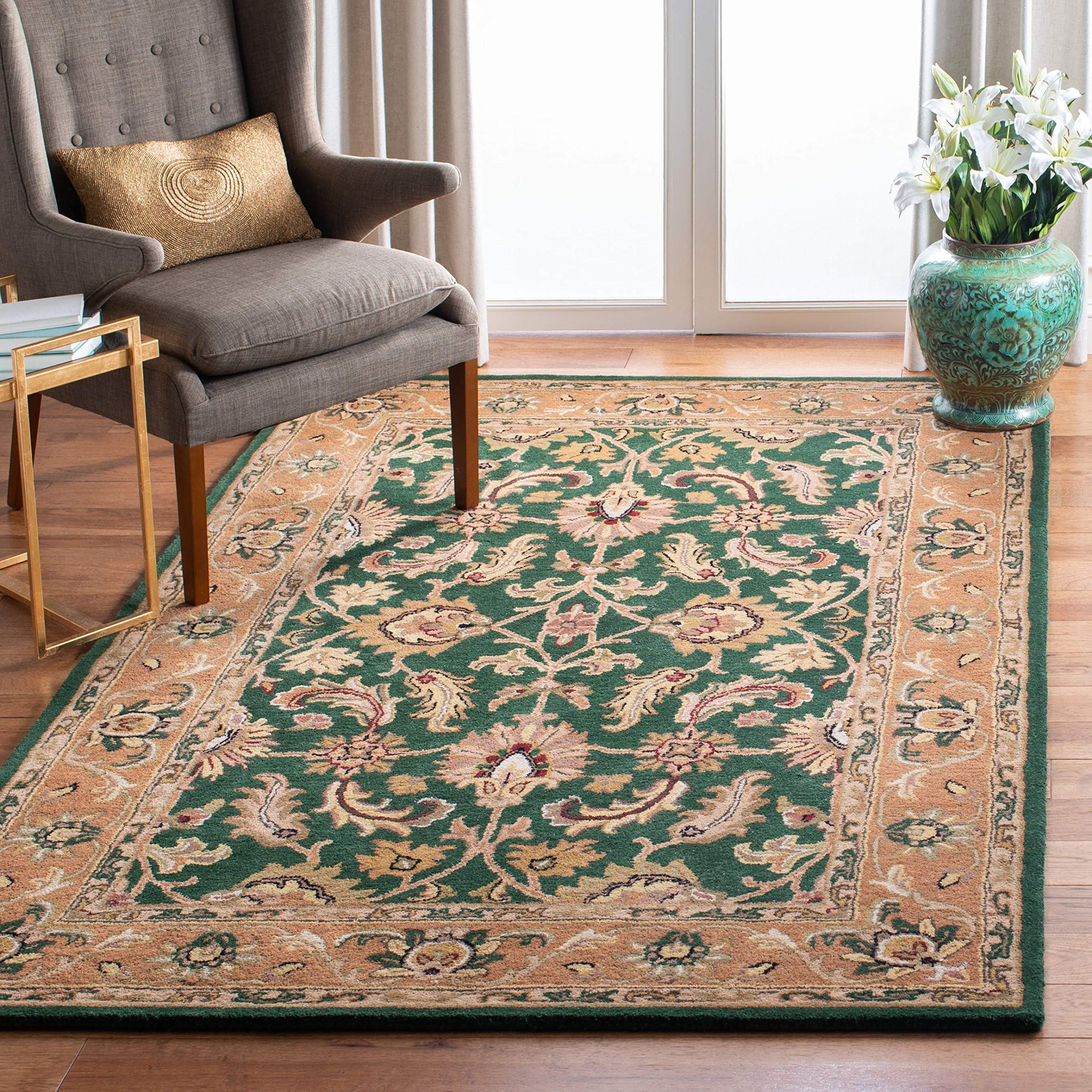 SAFAVIEH Heritage Collection Area Rug - 9' x 12', Black & Beige, Handmade Traditional Oriental Wool, Ideal for High Traffic Areas in Living Room, Bedroom (HG628B)