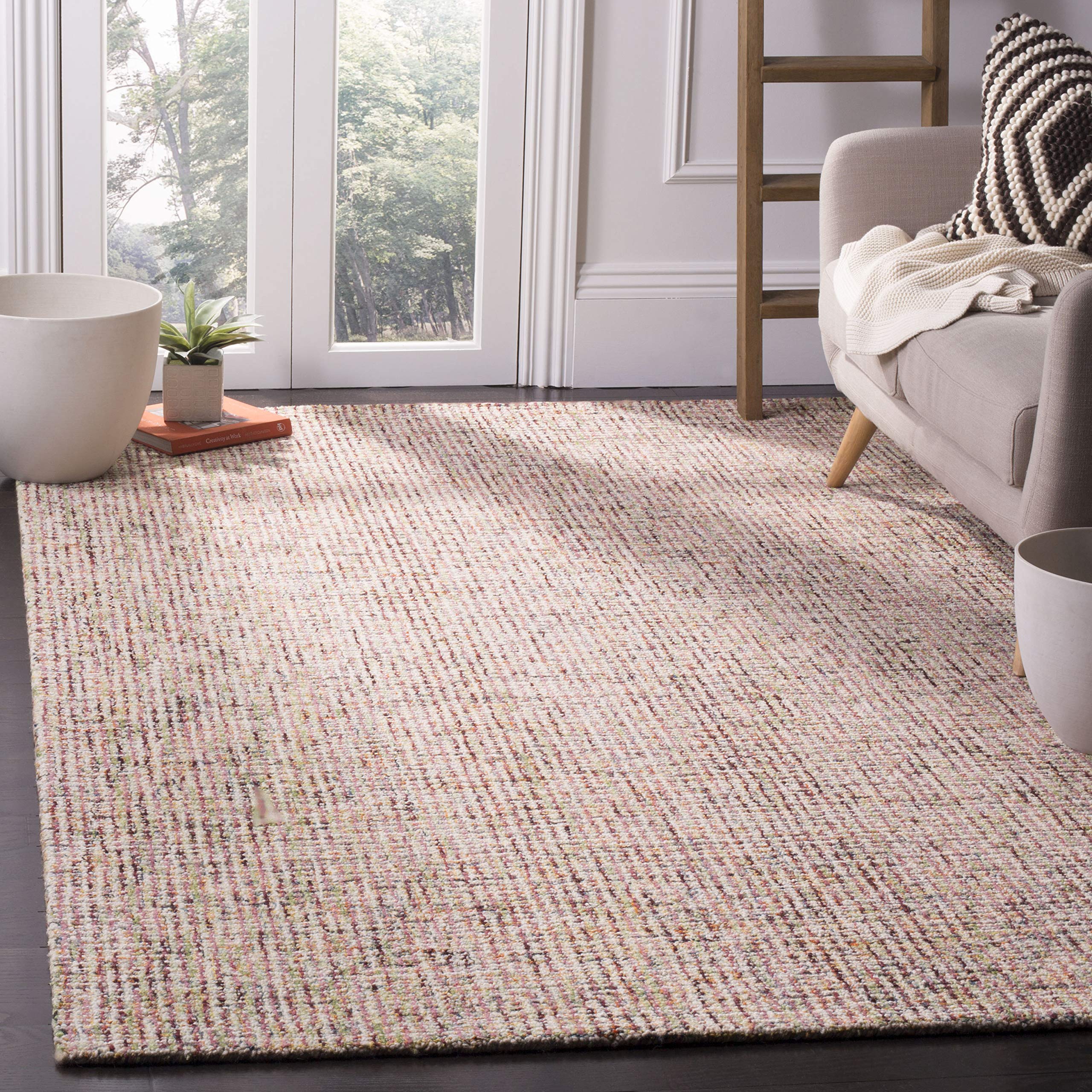 SAFAVIEH Area Rug 8x10 - Abstract Collection - Large - Ivory & Grey, Handmade Wool, Ideal for Living Room, Bedroom, Office, Dining Space (ABT468G)