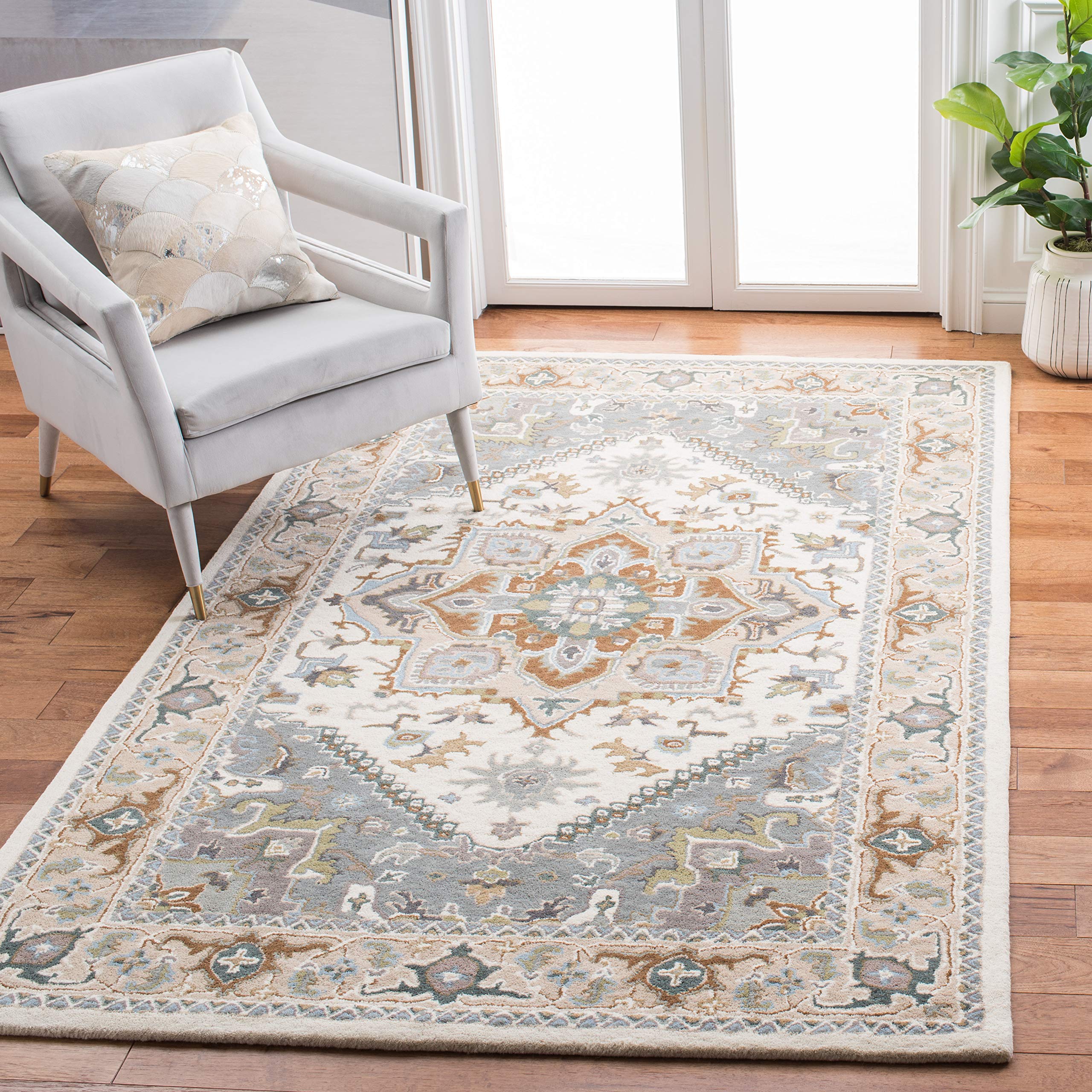 SAFAVIEH Area Rug 8x10 - Heritage Collection - Large - Red, Handmade Wool, Traditional Oriental Medallion Design, Ideal for Living Room, Bedroom, Dining Space (HG625A)