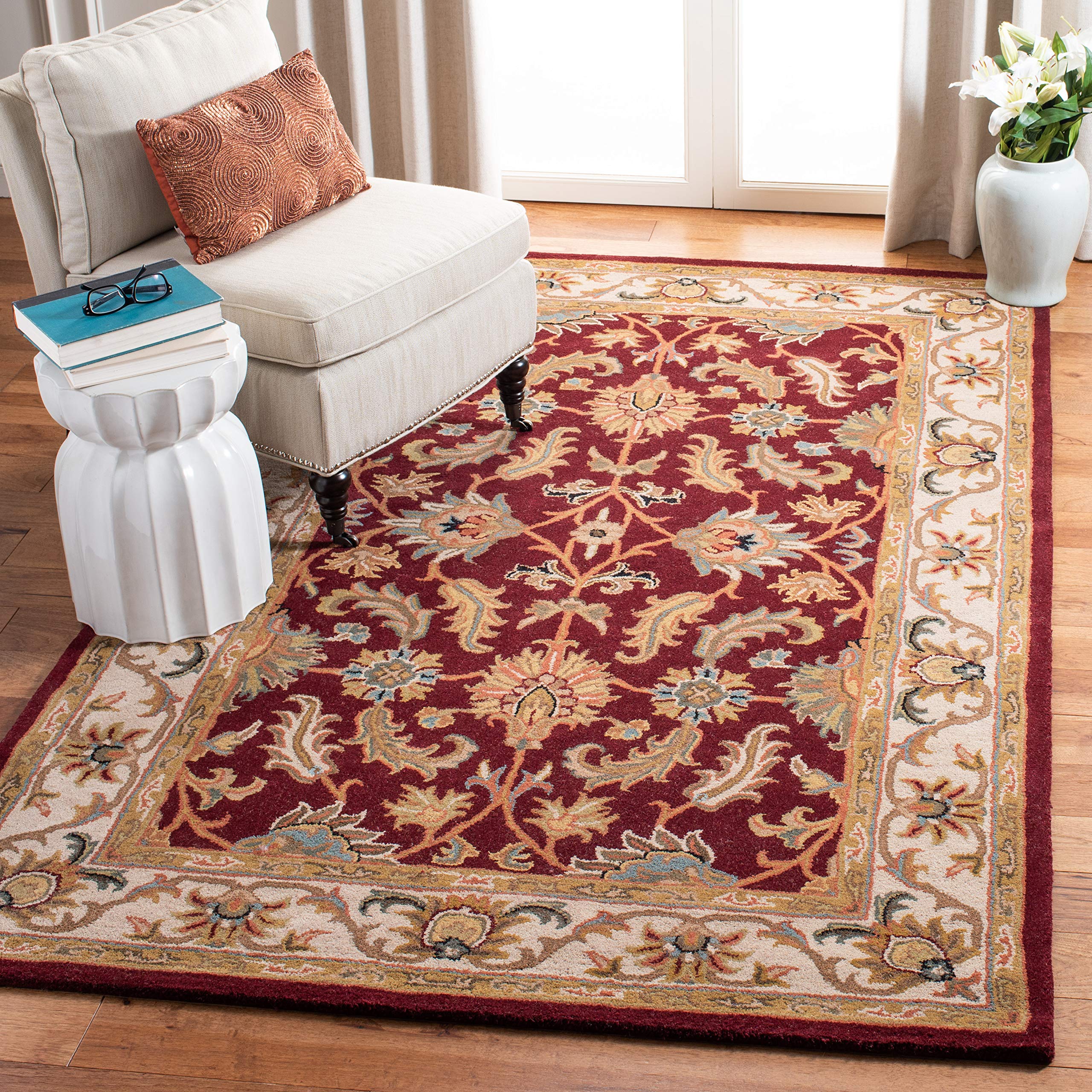 SAFAVIEH Heritage Collection Area Rug - 9' x 12', Black & Beige, Handmade Traditional Oriental Wool, Ideal for High Traffic Areas in Living Room, Bedroom (HG628B)