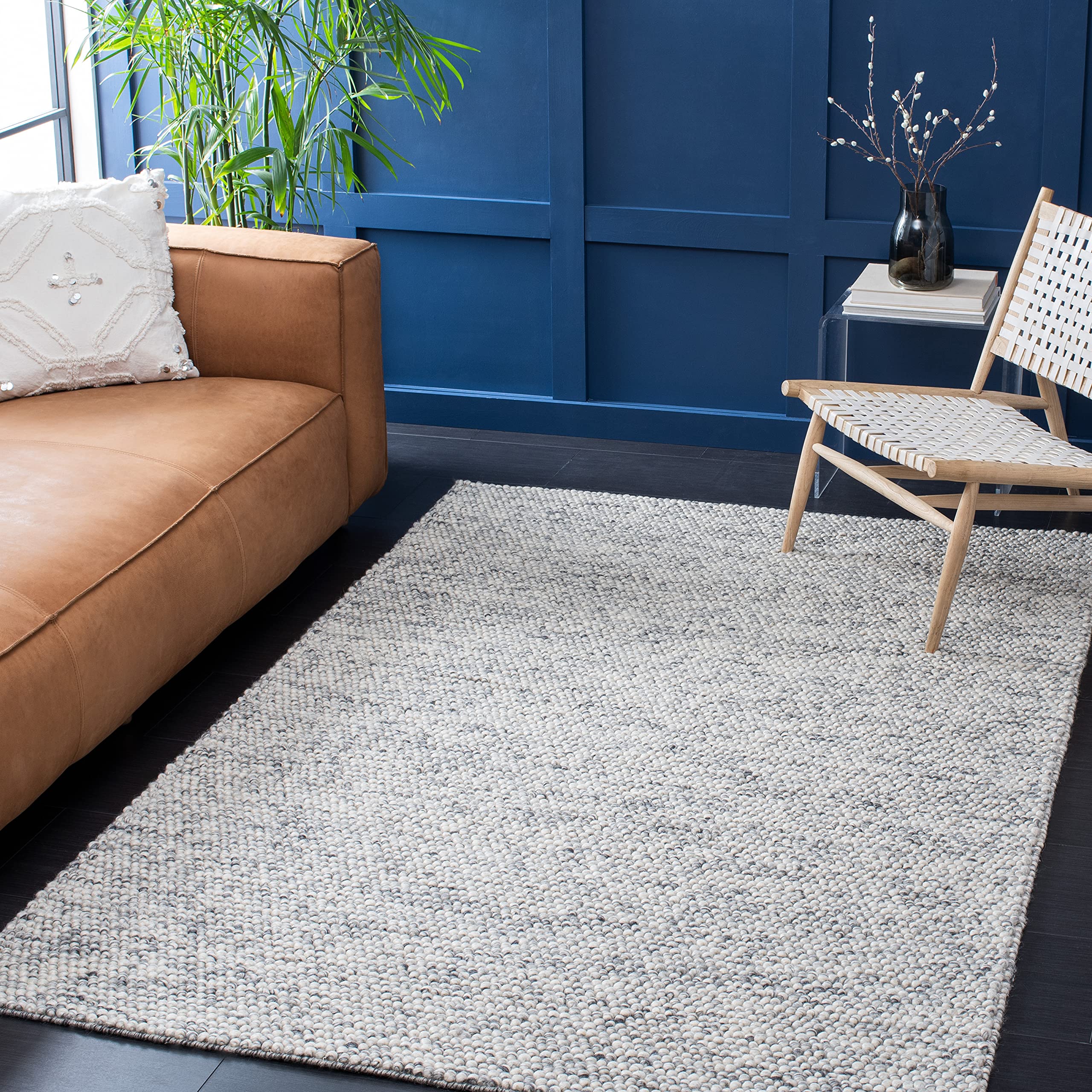 SAFAVIEH Area Rug 8x10 - Natura Collection - Large - Ivory, Handmade Wool Blend, Textured Design, Ideal for Living Room, Bedroom, Dining Space (NAT620A)