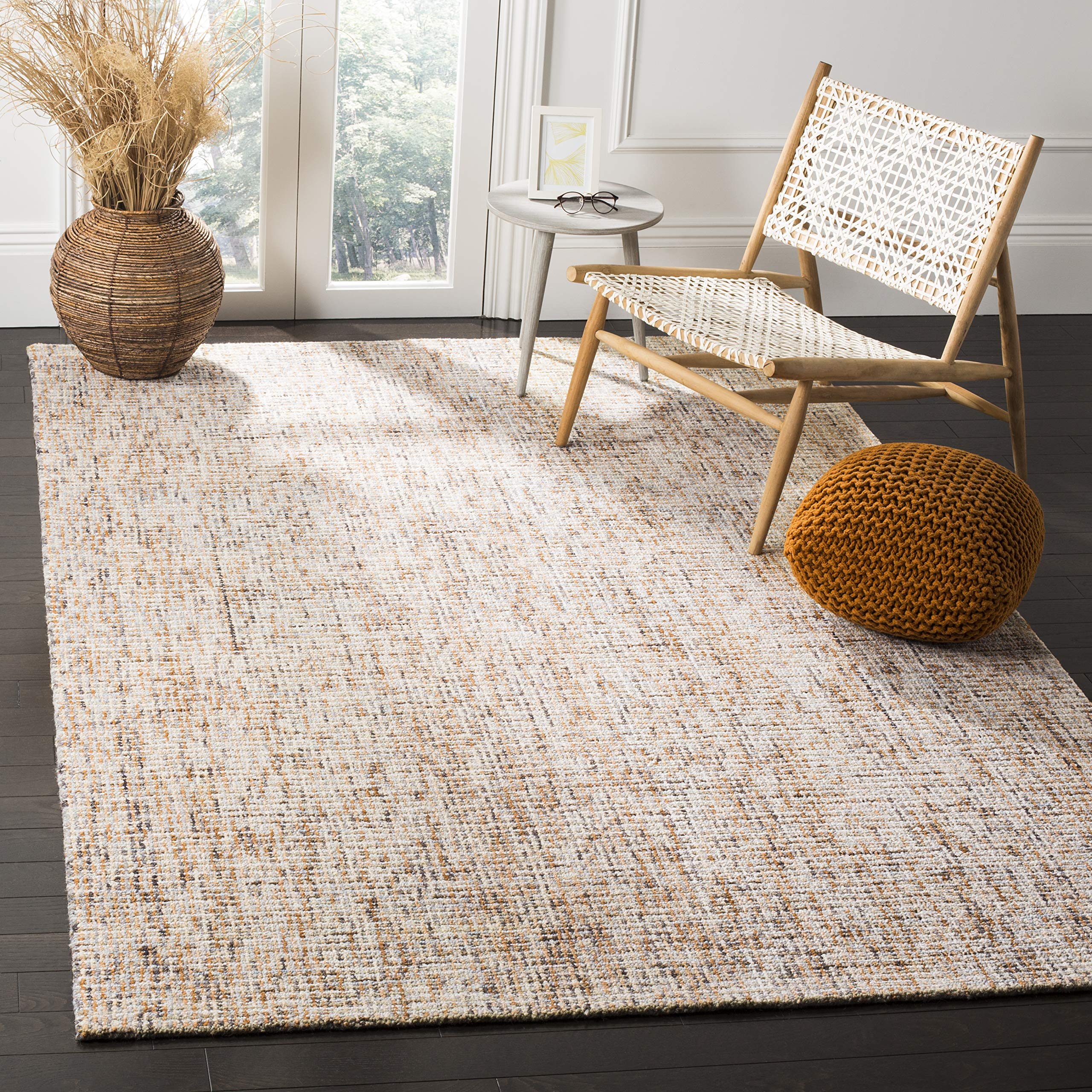 SAFAVIEH Area Rug 8x10 - Abstract Collection - Large - Ivory & Grey, Handmade Wool, Ideal for Living Room, Bedroom, Office, Dining Space (ABT468G)