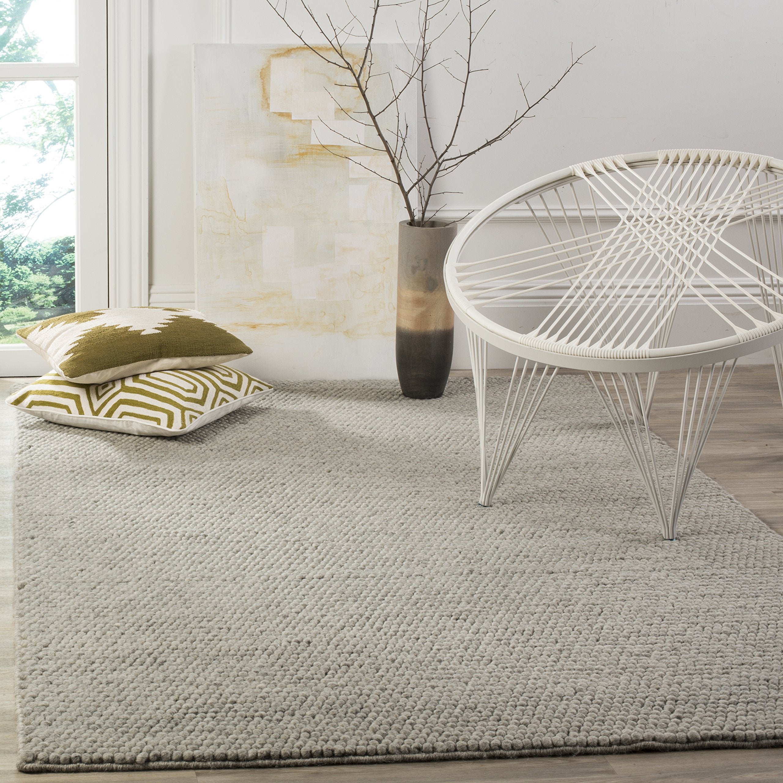 SAFAVIEH Area Rug 8x10 - Natura Collection - Large - Ivory, Handmade Wool Blend, Textured Design, Ideal for Living Room, Bedroom, Dining Space (NAT620A)