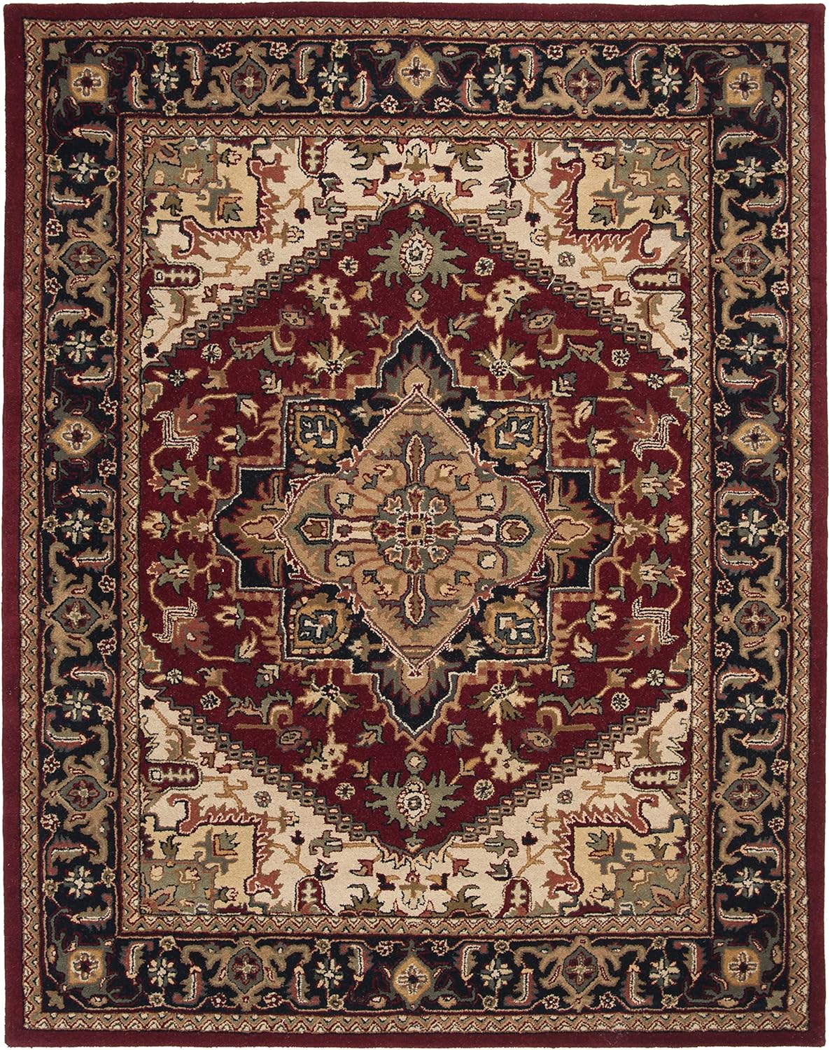SAFAVIEH Area Rug 8x10 - Heritage Collection - Large - Red, Handmade Wool, Traditional Oriental Medallion Design, Ideal for Living Room, Bedroom, Dining Space (HG625A)