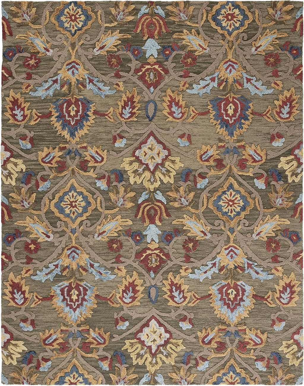 SAFAVIEH Area Rug 8x10 - Blossom Collection - Large - Green & Multi, Handmade Wool, Ideal for Living Room, Bedroom, Office, Dining Space (BLM402B)