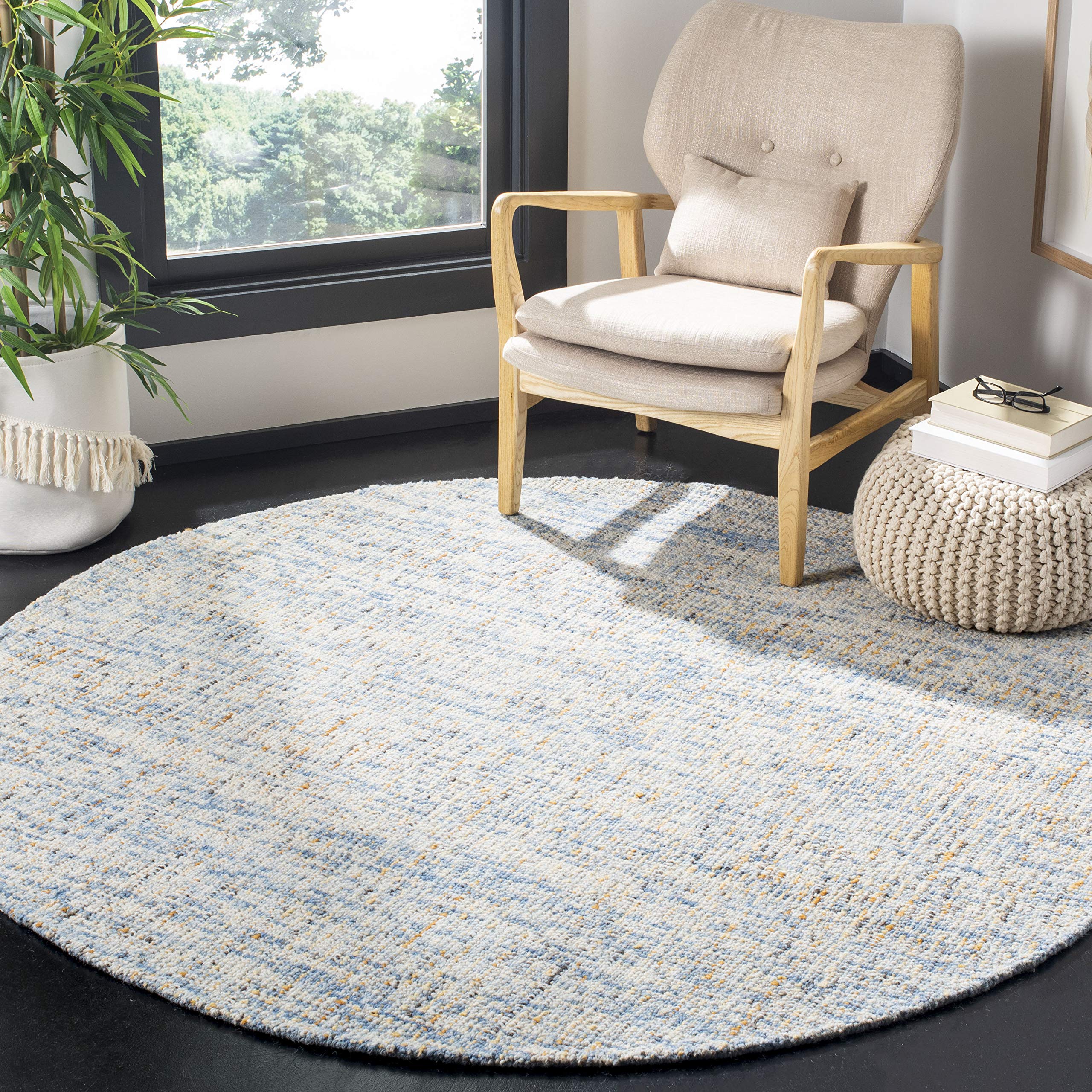 SAFAVIEH Area Rug 8x10 - Abstract Collection - Large - Ivory & Grey, Handmade Wool, Ideal for Living Room, Bedroom, Office, Dining Space (ABT468G)