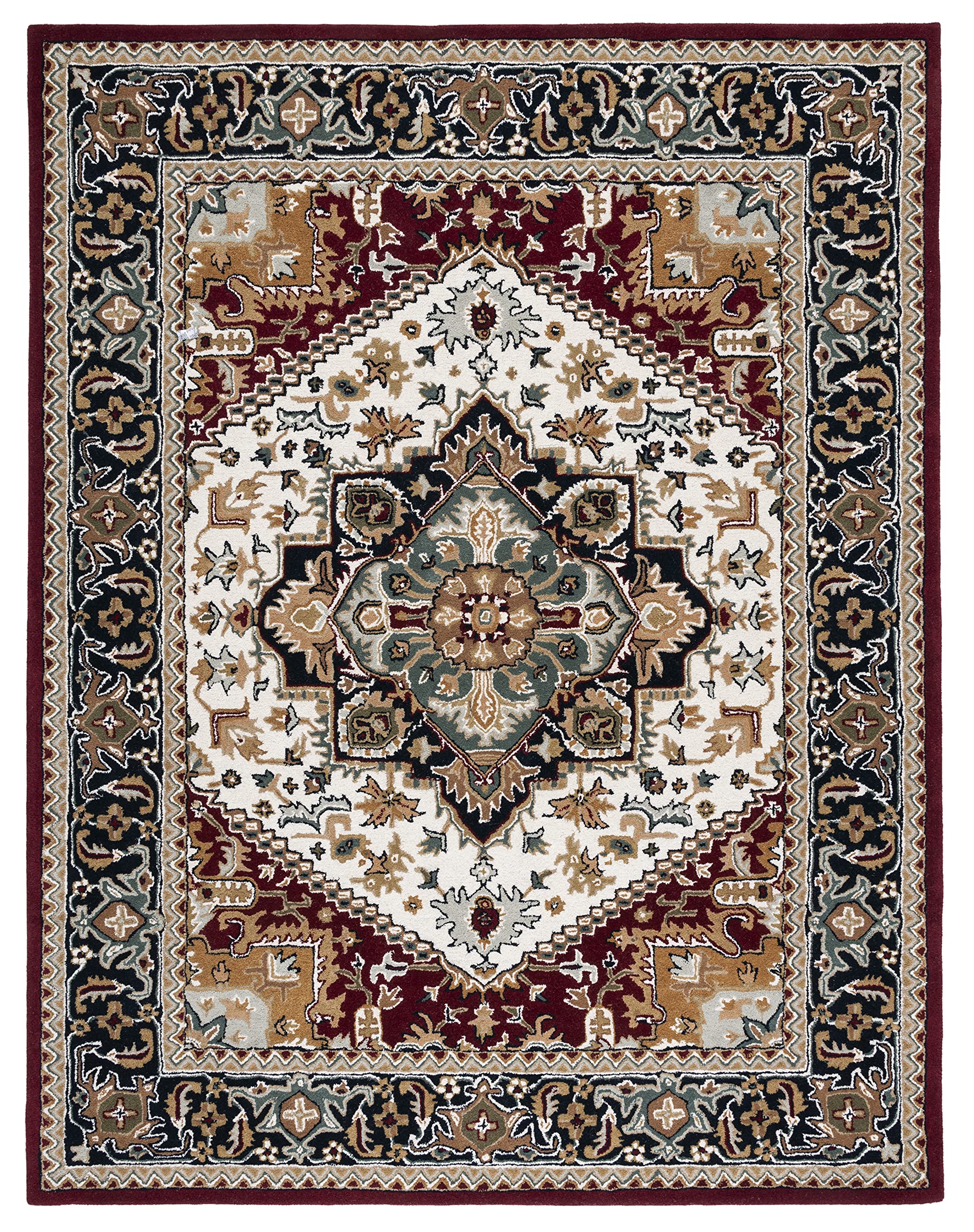 SAFAVIEH Area Rug 8x10 - Heritage Collection - Large - Red, Handmade Wool, Traditional Oriental Medallion Design, Ideal for Living Room, Bedroom, Dining Space (HG625A)
