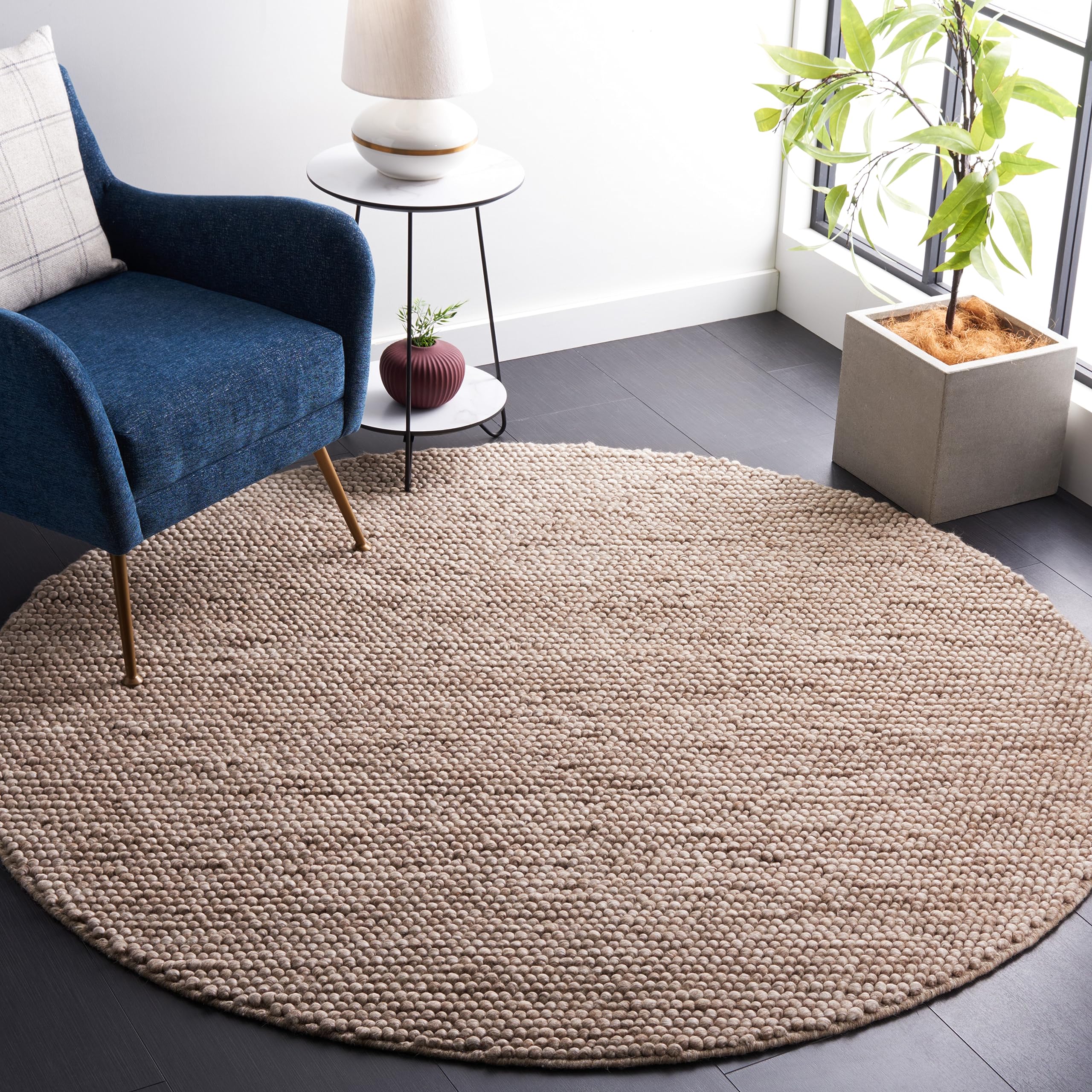 SAFAVIEH Area Rug 8x10 - Natura Collection - Large - Ivory, Handmade Wool Blend, Textured Design, Ideal for Living Room, Bedroom, Dining Space (NAT620A)