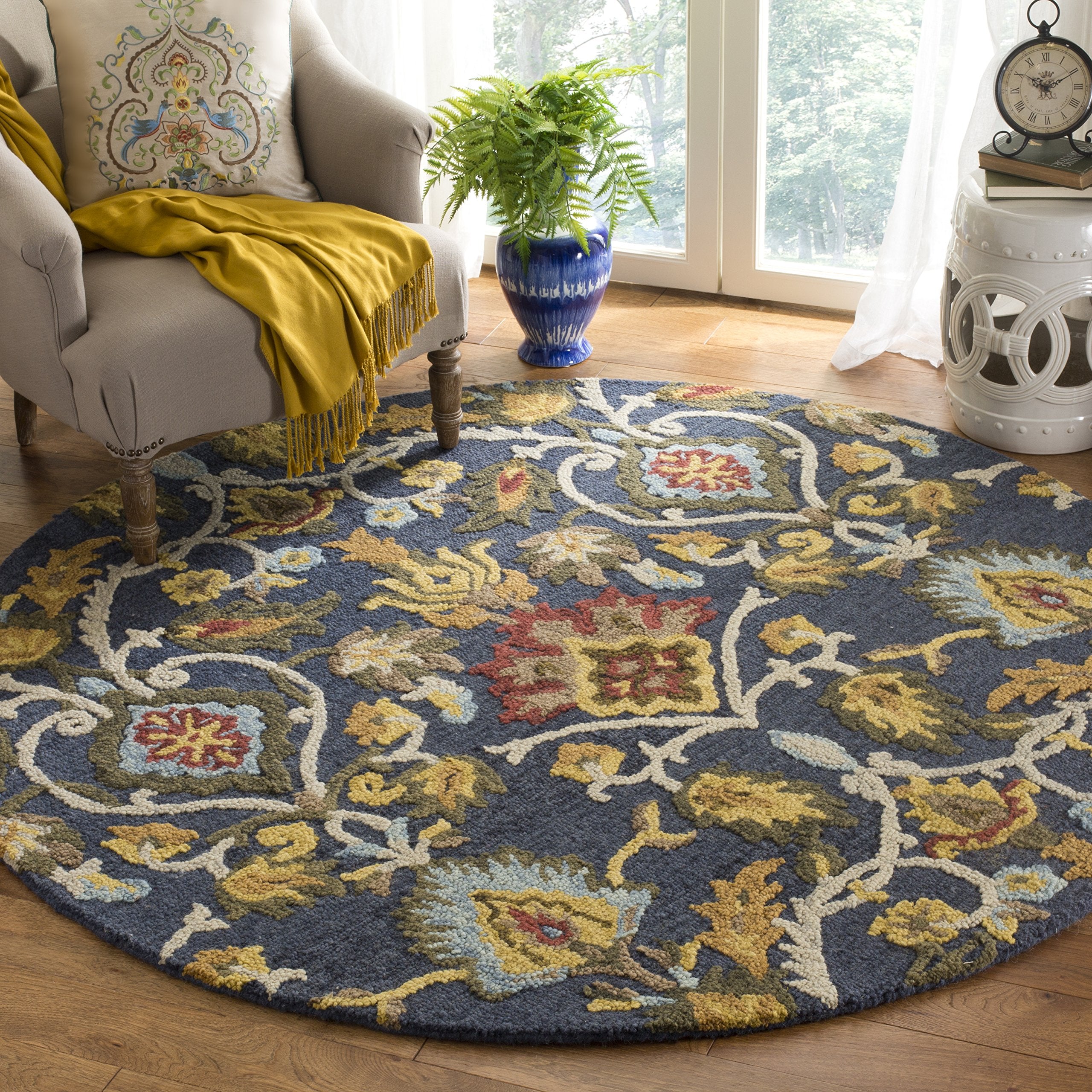 SAFAVIEH Area Rug 8x10 - Blossom Collection - Large - Green & Multi, Handmade Wool, Ideal for Living Room, Bedroom, Office, Dining Space (BLM402B)
