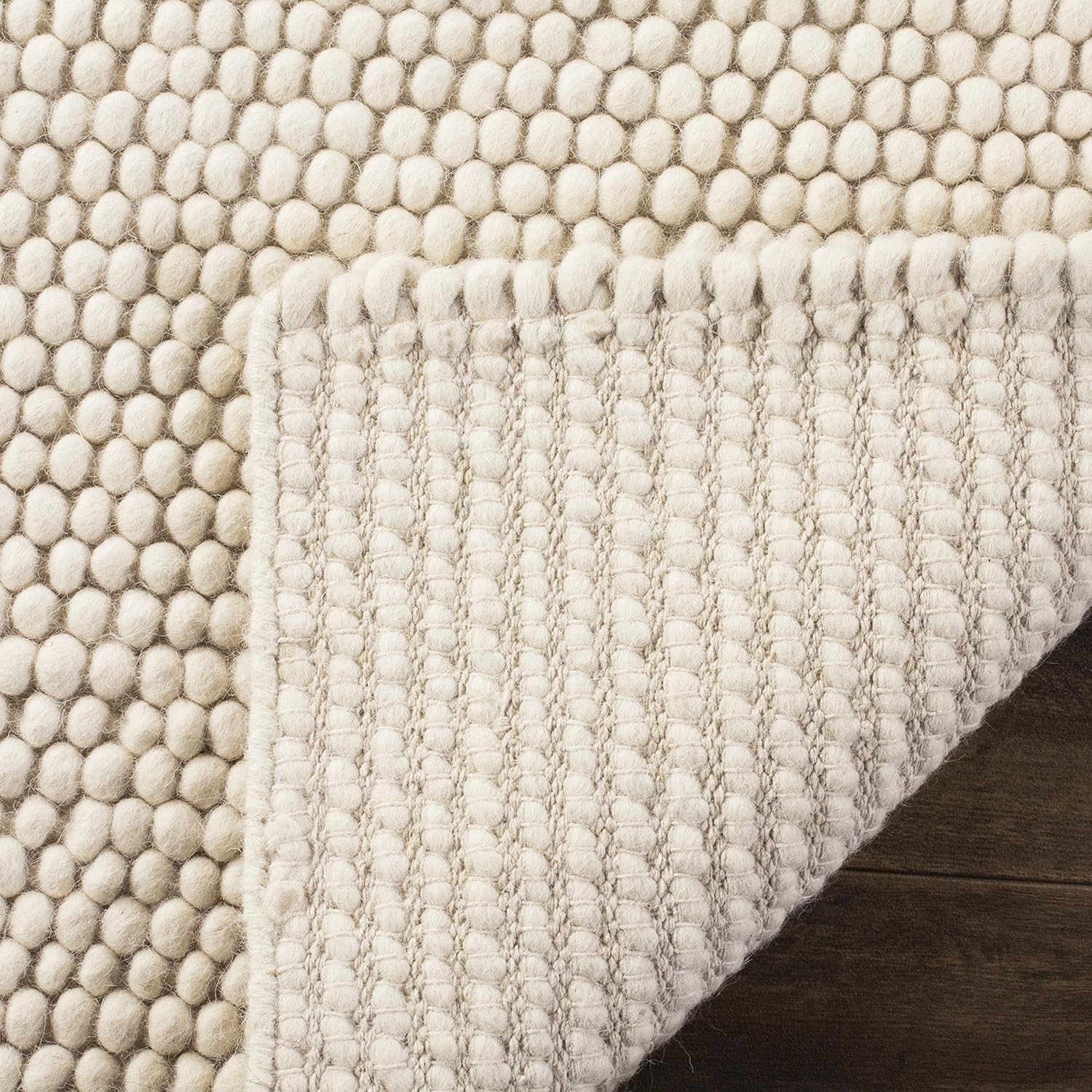 SAFAVIEH Area Rug 8x10 - Natura Collection - Large - Ivory, Handmade Wool Blend, Textured Design, Ideal for Living Room, Bedroom, Dining Space (NAT620A)