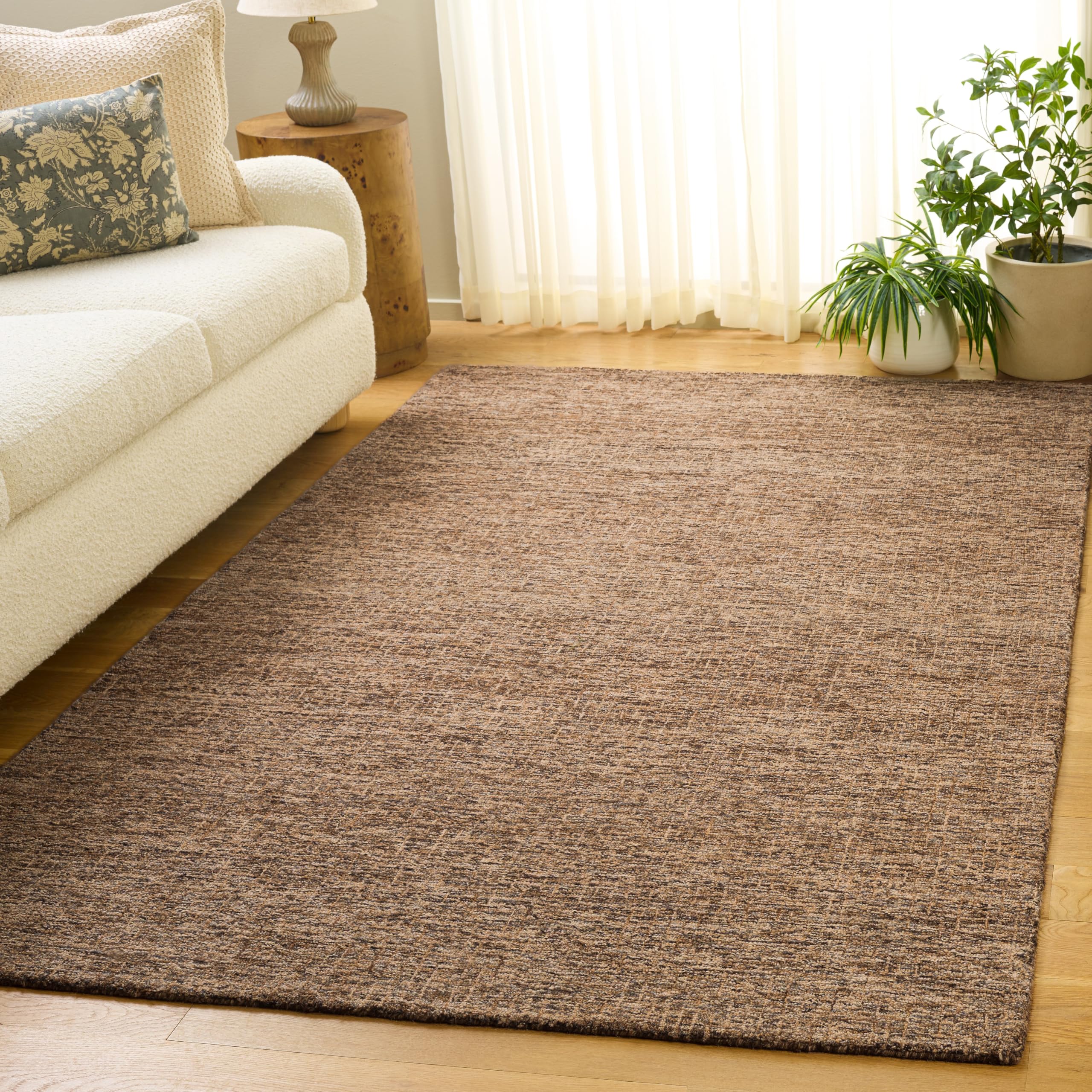 SAFAVIEH Area Rug 8x10 - Abstract Collection - Large - Ivory & Grey, Handmade Wool, Ideal for Living Room, Bedroom, Office, Dining Space (ABT468G)