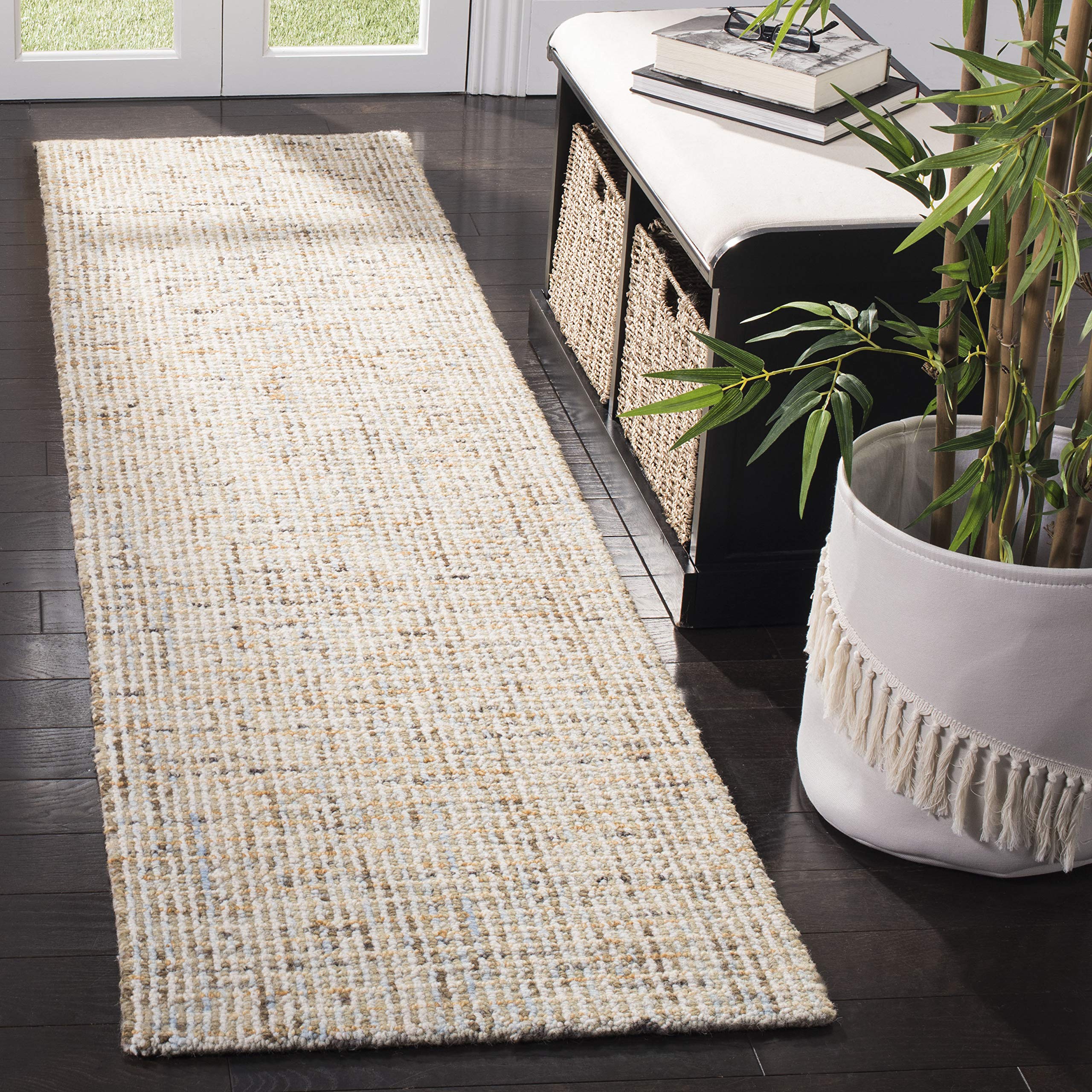 SAFAVIEH Area Rug 8x10 - Abstract Collection - Large - Ivory & Grey, Handmade Wool, Ideal for Living Room, Bedroom, Office, Dining Space (ABT468G)