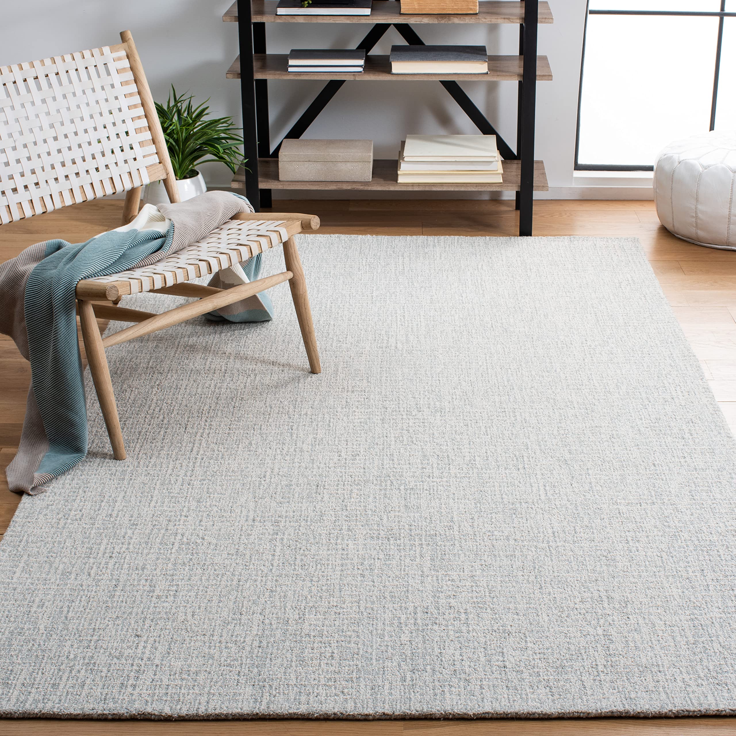 SAFAVIEH Area Rug 8x10 - Abstract Collection - Large - Ivory & Grey, Handmade Wool, Ideal for Living Room, Bedroom, Office, Dining Space (ABT468G)