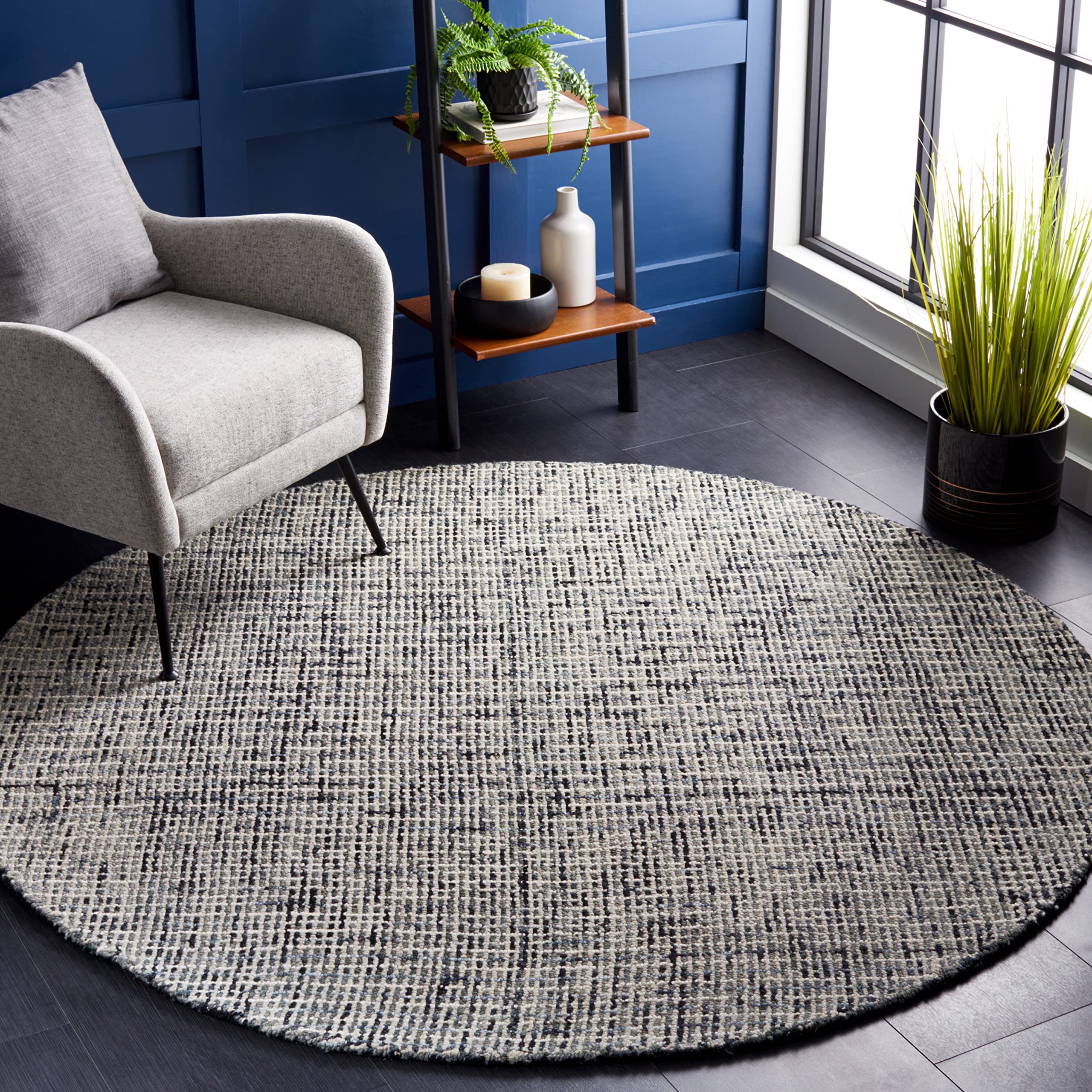 SAFAVIEH Area Rug 8x10 - Abstract Collection - Large - Ivory & Grey, Handmade Wool, Ideal for Living Room, Bedroom, Office, Dining Space (ABT468G)