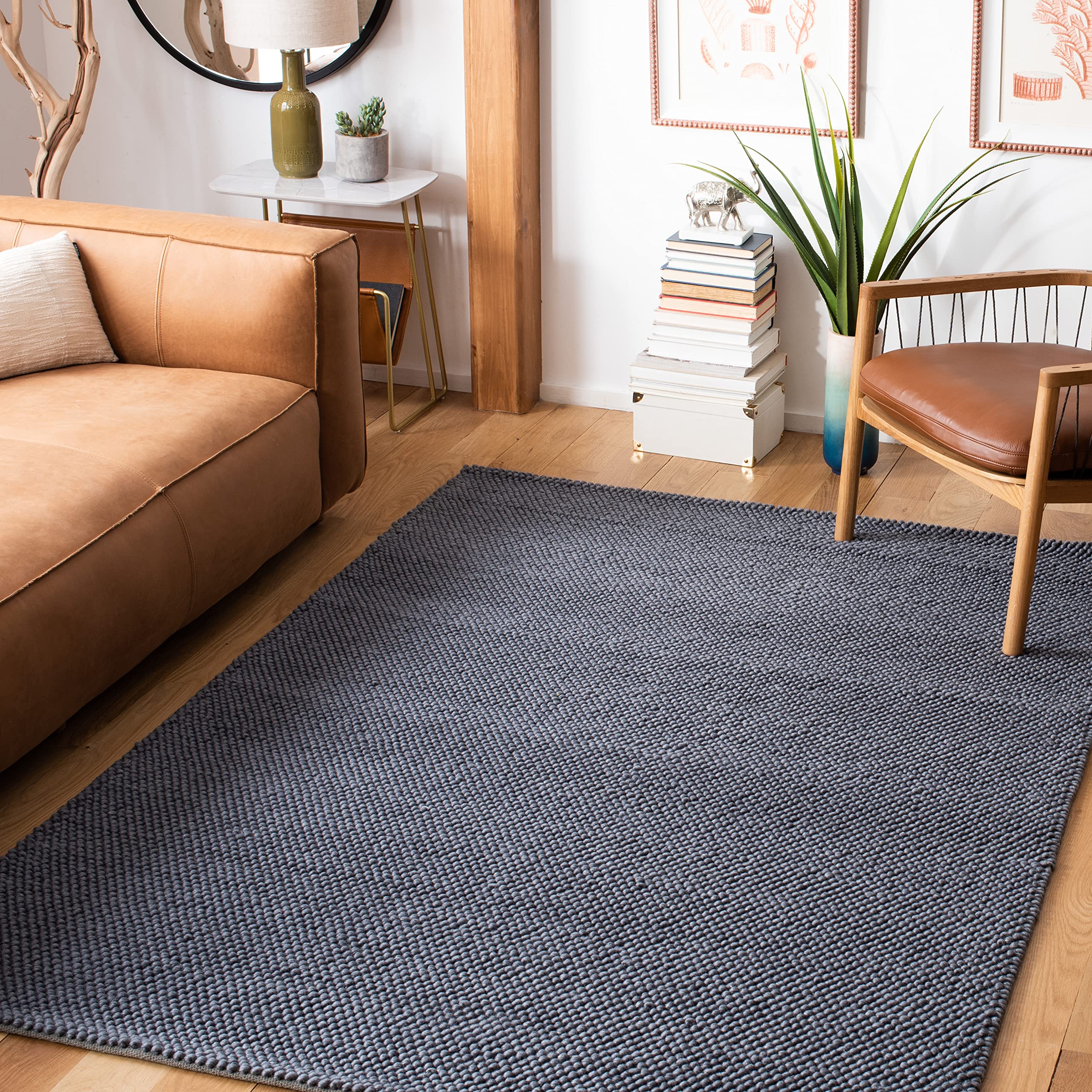 SAFAVIEH Area Rug 8x10 - Natura Collection - Large - Beige & Ivory, Handmade Wool Blend, Textured Design, Ideal for Living Room, Bedroom, Dining Space (NAT425B)