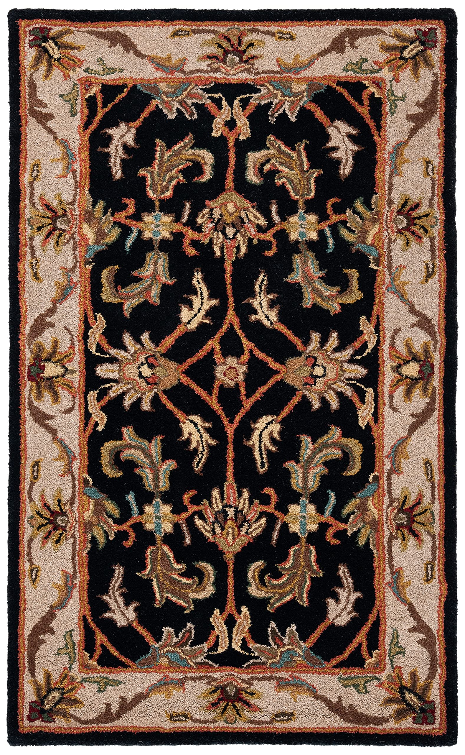 SAFAVIEH Heritage Collection Area Rug - 9' x 12', Black & Beige, Handmade Traditional Oriental Wool, Ideal for High Traffic Areas in Living Room, Bedroom (HG628B)