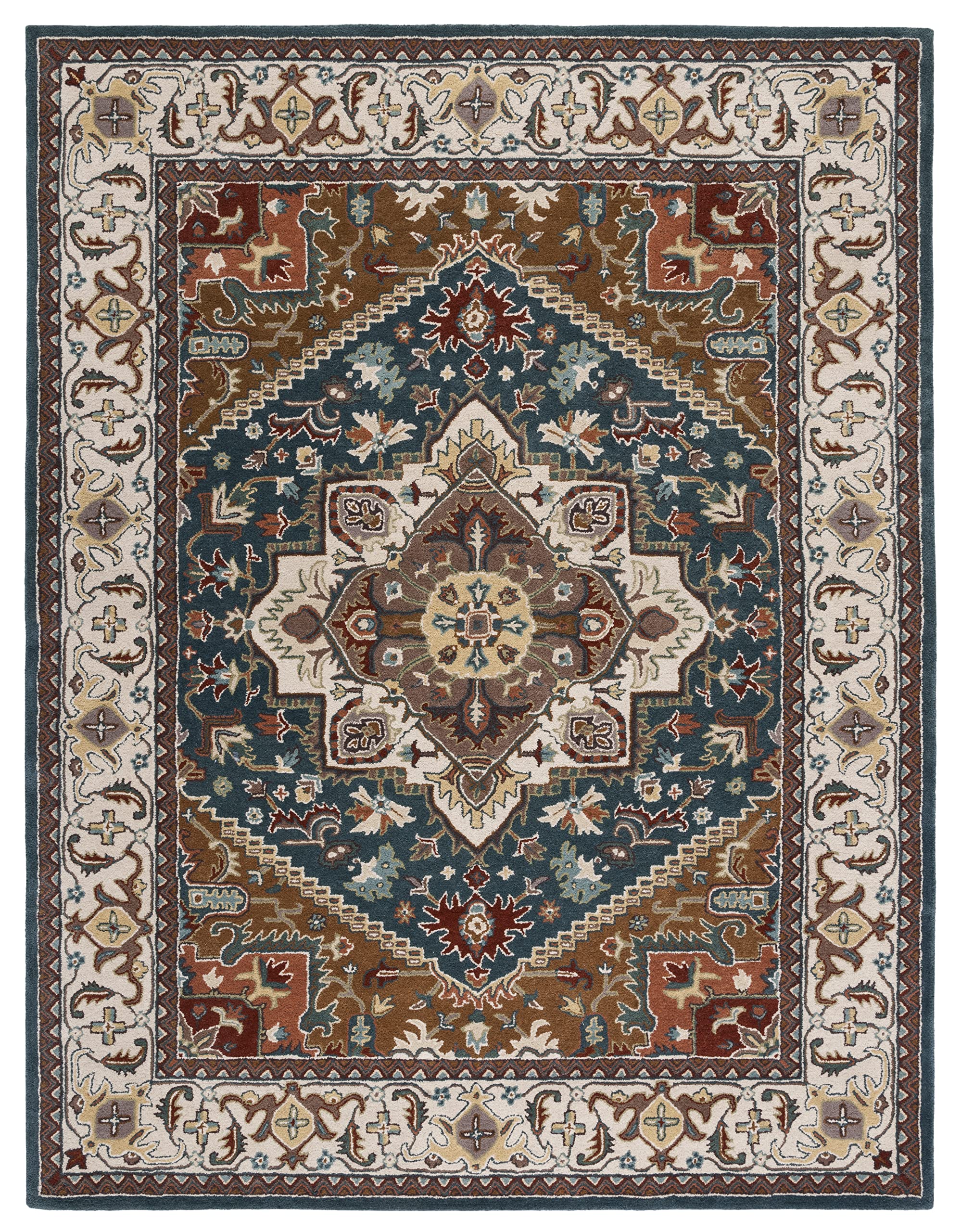SAFAVIEH Area Rug 8x10 - Heritage Collection - Large - Red, Handmade Wool, Traditional Oriental Medallion Design, Ideal for Living Room, Bedroom, Dining Space (HG625A)
