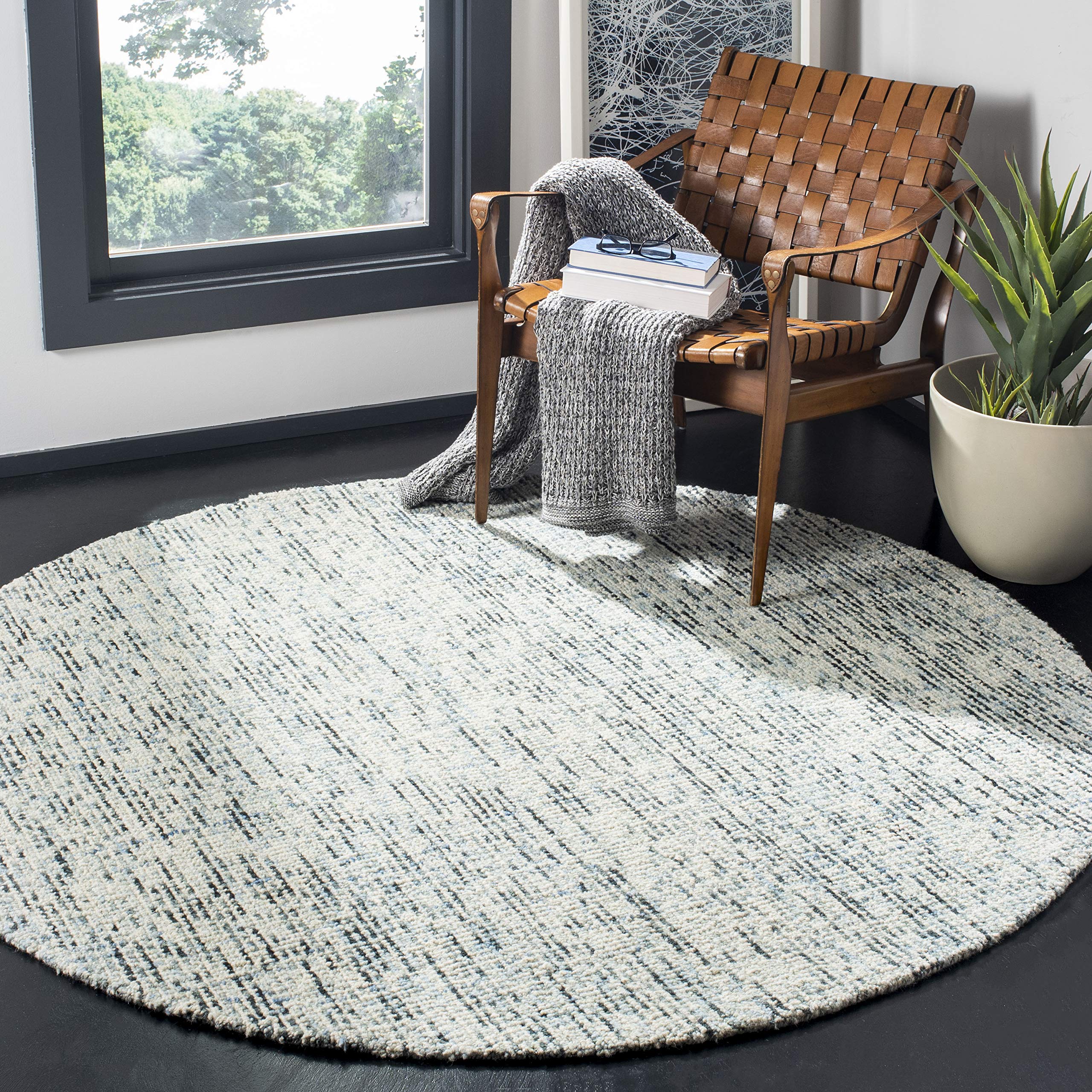 SAFAVIEH Area Rug 8x10 - Abstract Collection - Large - Ivory & Grey, Handmade Wool, Ideal for Living Room, Bedroom, Office, Dining Space (ABT468G)