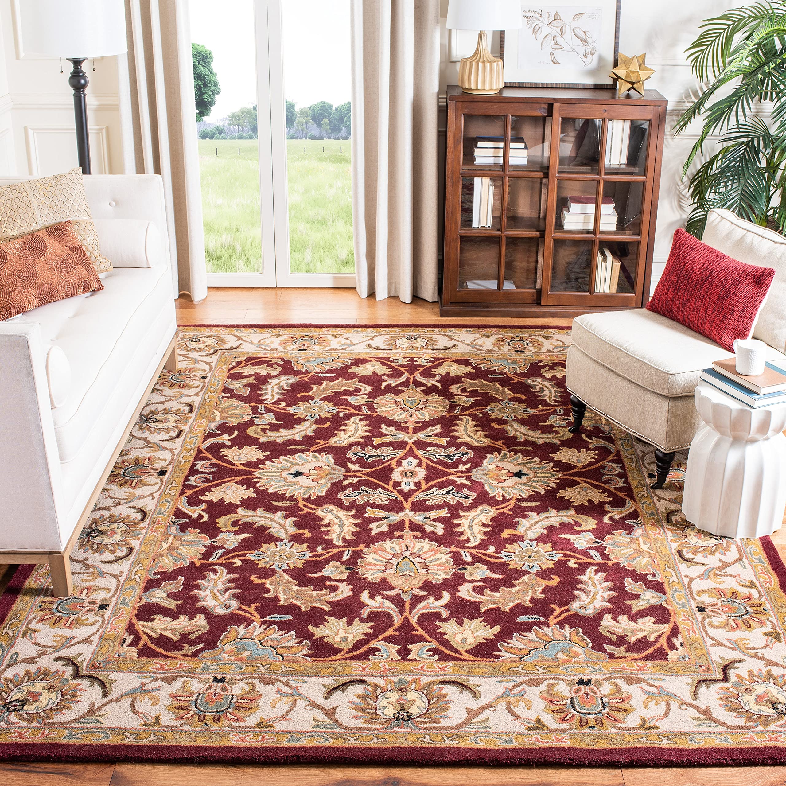 SAFAVIEH Heritage Collection Area Rug - 9' x 12', Black & Beige, Handmade Traditional Oriental Wool, Ideal for High Traffic Areas in Living Room, Bedroom (HG628B)