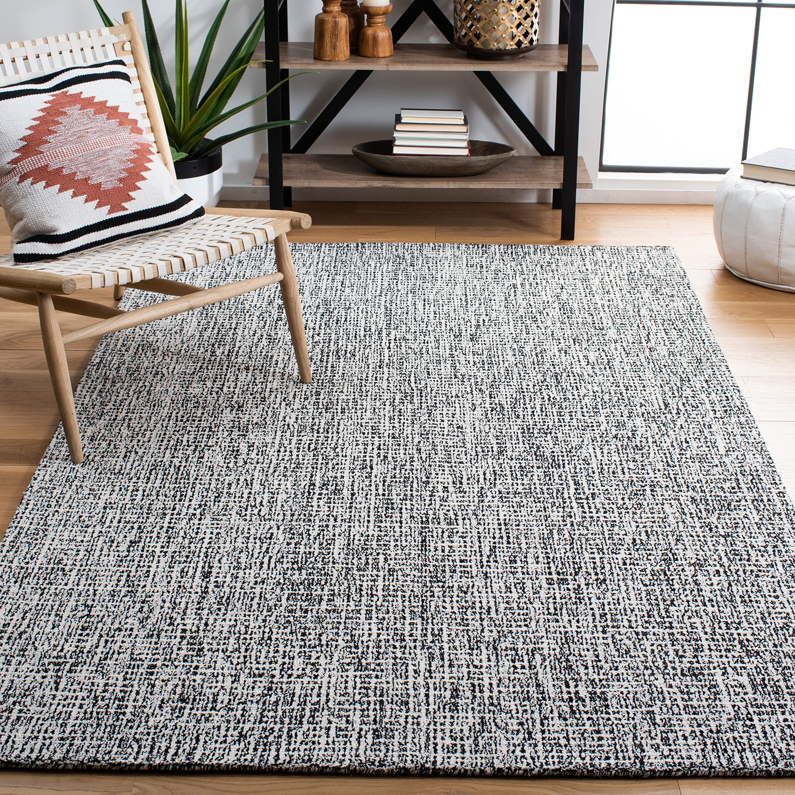 SAFAVIEH Area Rug 8x10 - Abstract Collection - Large - Ivory & Grey, Handmade Wool, Ideal for Living Room, Bedroom, Office, Dining Space (ABT468G)