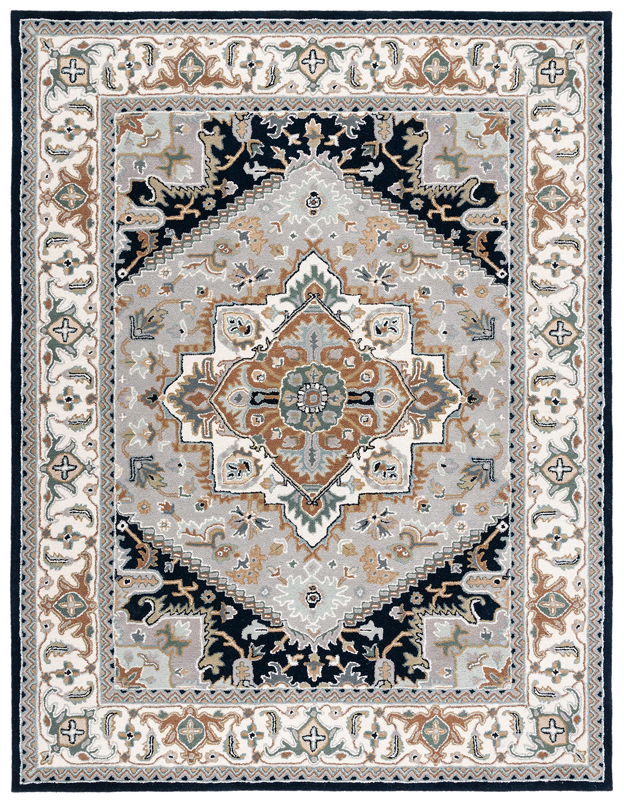 SAFAVIEH Area Rug 8x10 - Heritage Collection - Large - Red, Handmade Wool, Traditional Oriental Medallion Design, Ideal for Living Room, Bedroom, Dining Space (HG625A)