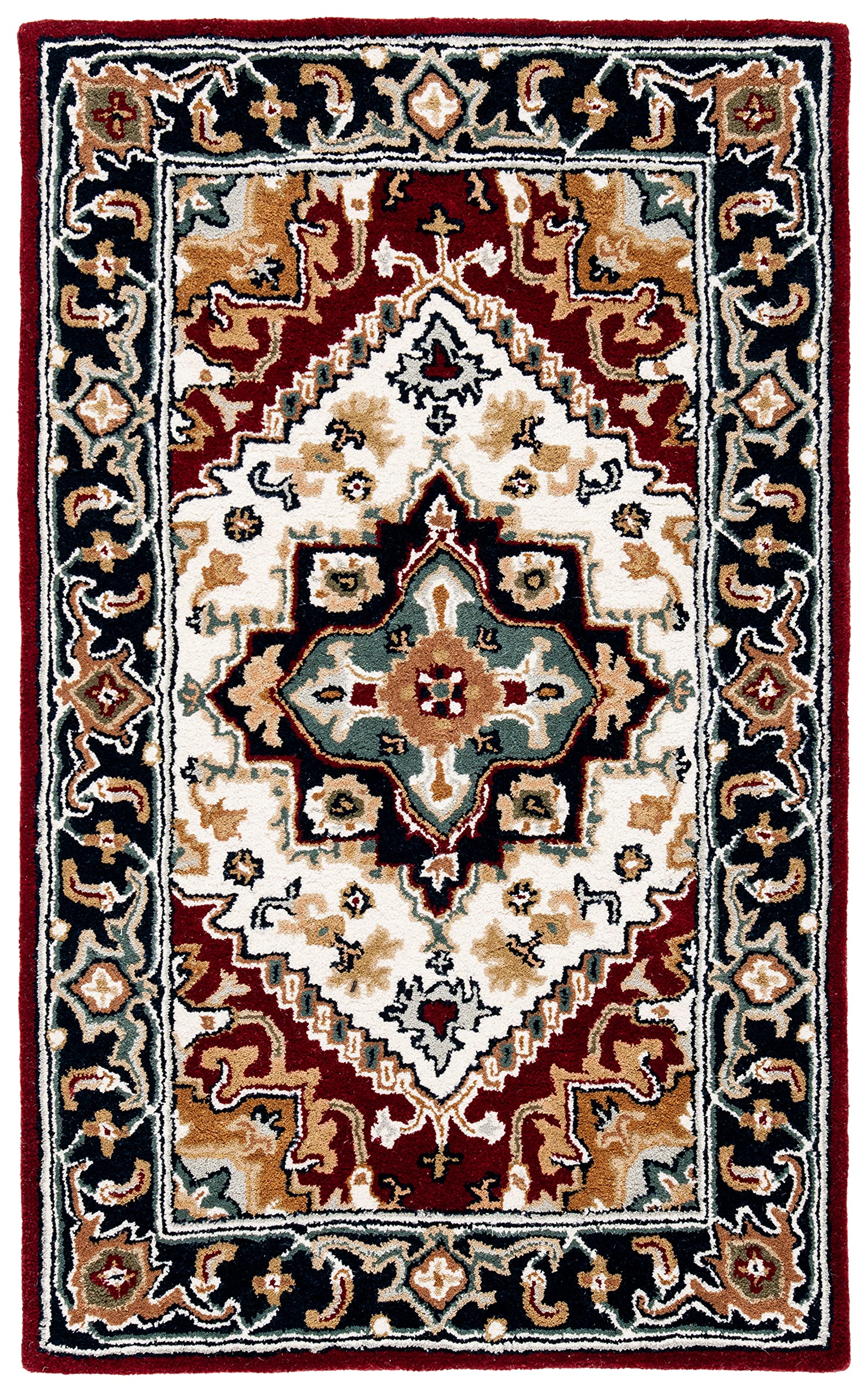 SAFAVIEH Area Rug 8x10 - Heritage Collection - Large - Red, Handmade Wool, Traditional Oriental Medallion Design, Ideal for Living Room, Bedroom, Dining Space (HG625A)
